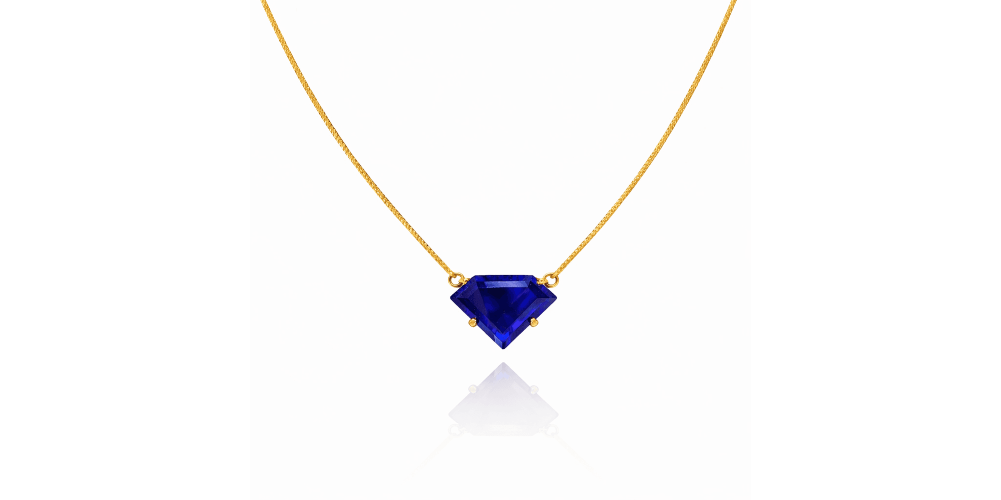 Colar Diamante Azul Royal Banhado A Ouro 18K