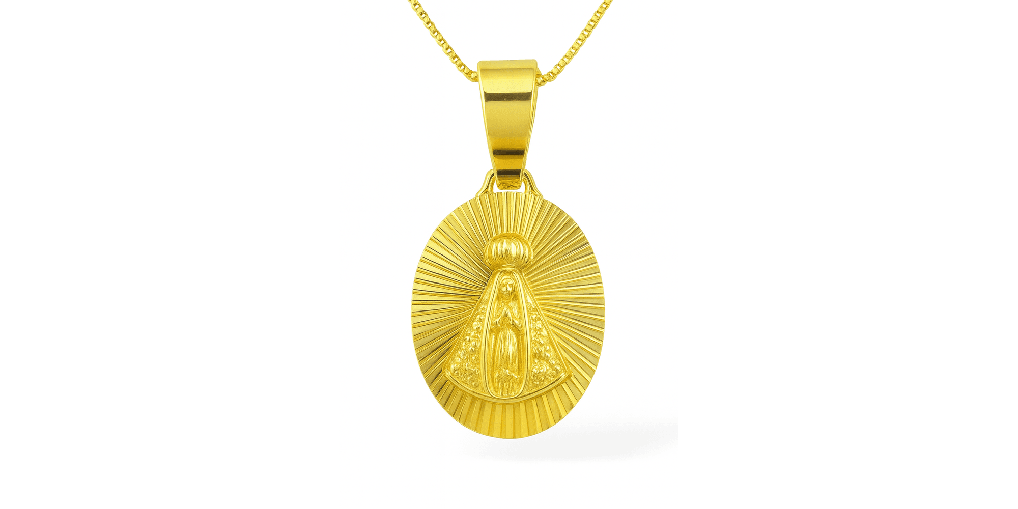 Pingente Nossa Senhora Nimbus Oval Banhado A Ouro 18K