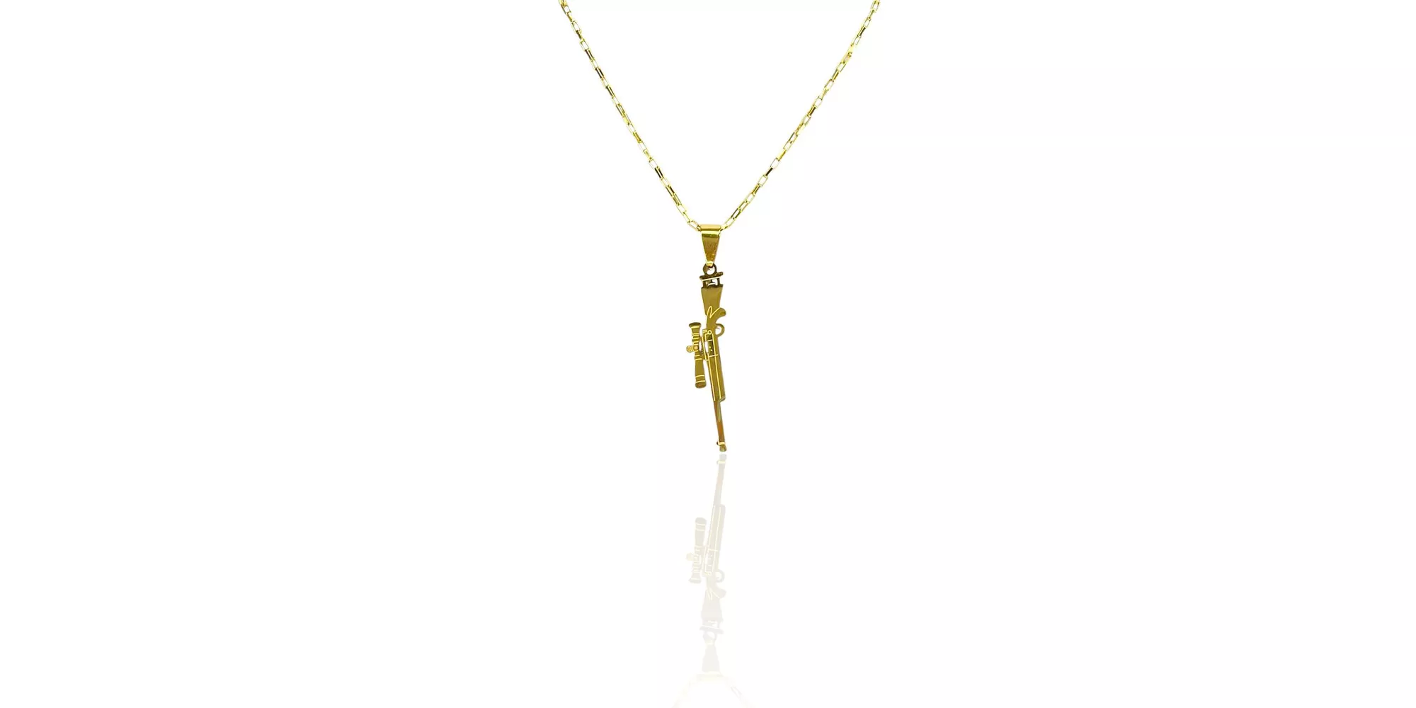 Pingente Fuzil Aço Dourado 
