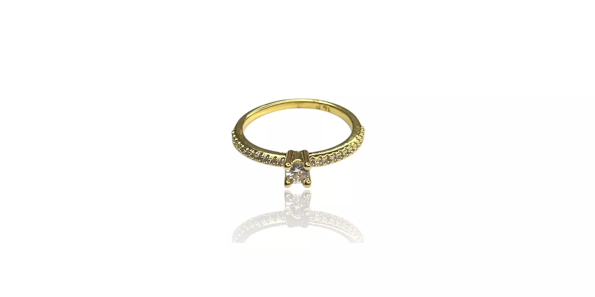 Anel Solitário Dellcate Zircônia Banhado A Ouro 18k