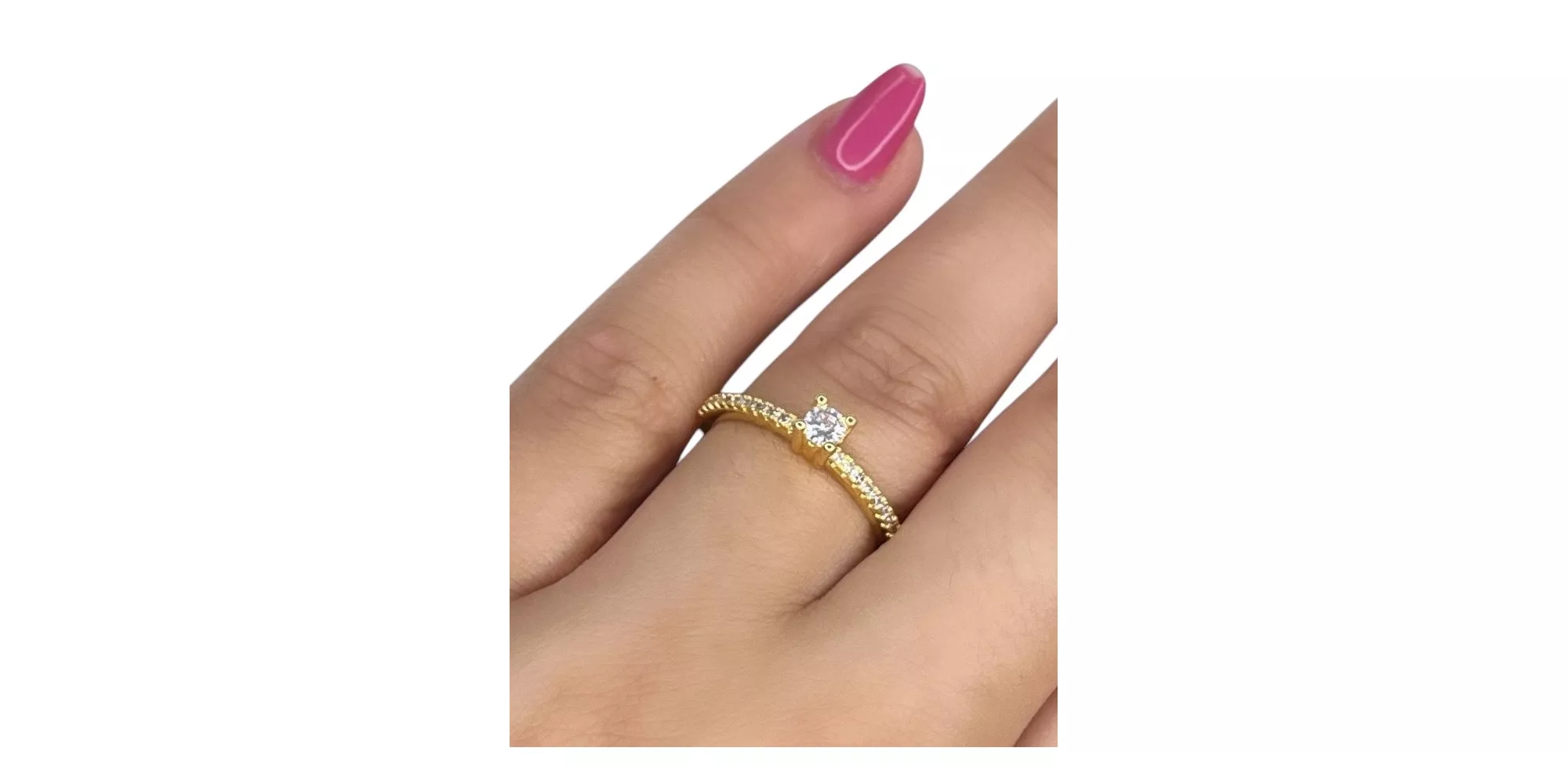 Anel Solitário Dellcate Zircônia Banhado A Ouro 18k