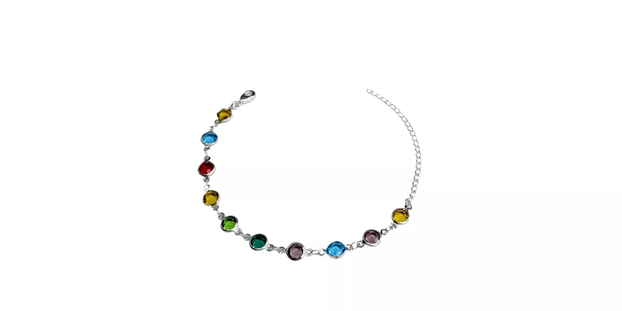 Pulseira Tiffany Colorido Escuro Banhado A Prata 925