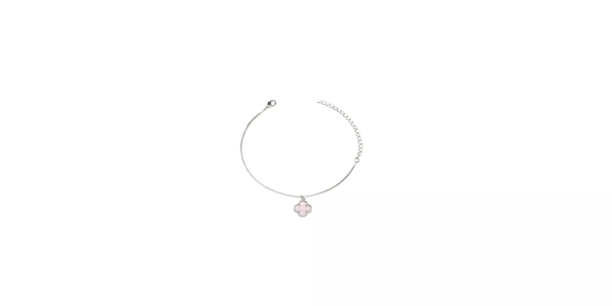 Pulseira Trevo Rosa Pendurado Banhado A Prata 925 ... - RC JOIAS BY RUDI