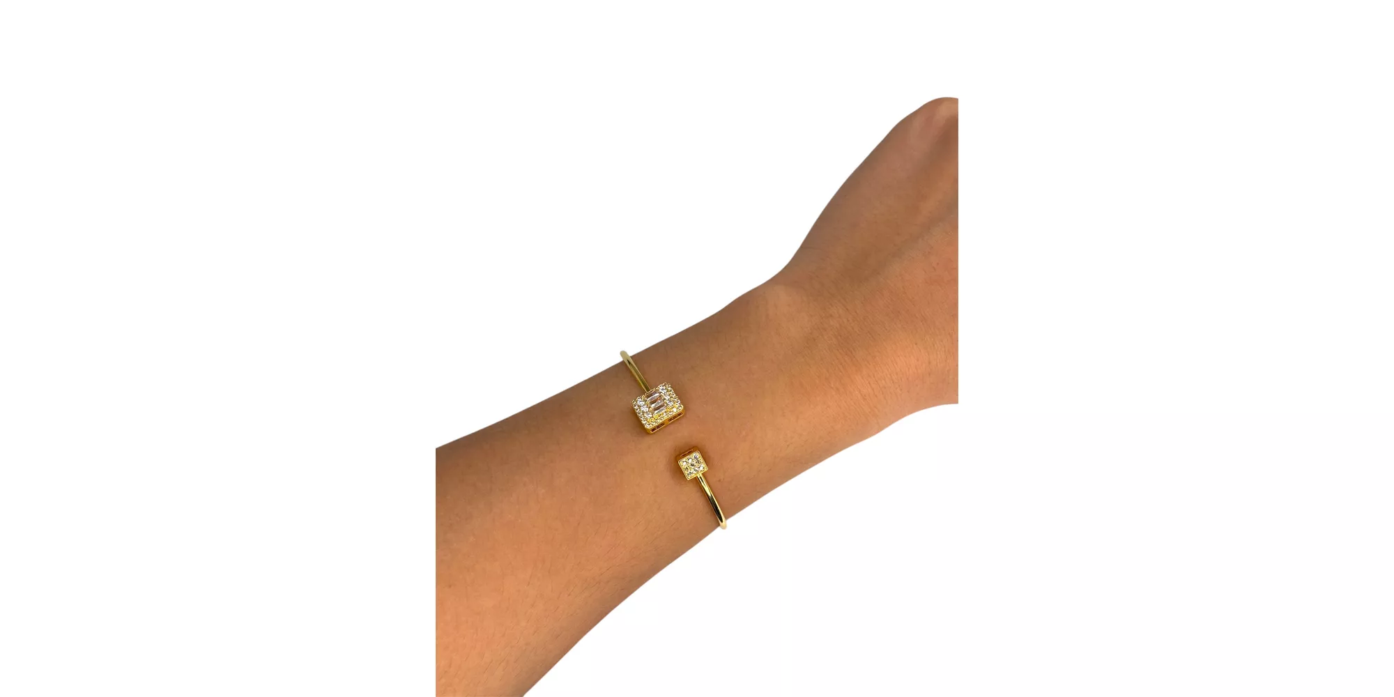 Pulseira Bracelete Dois Quadrado Cravejado Banhdo ... - RC JOIAS BY RUDI