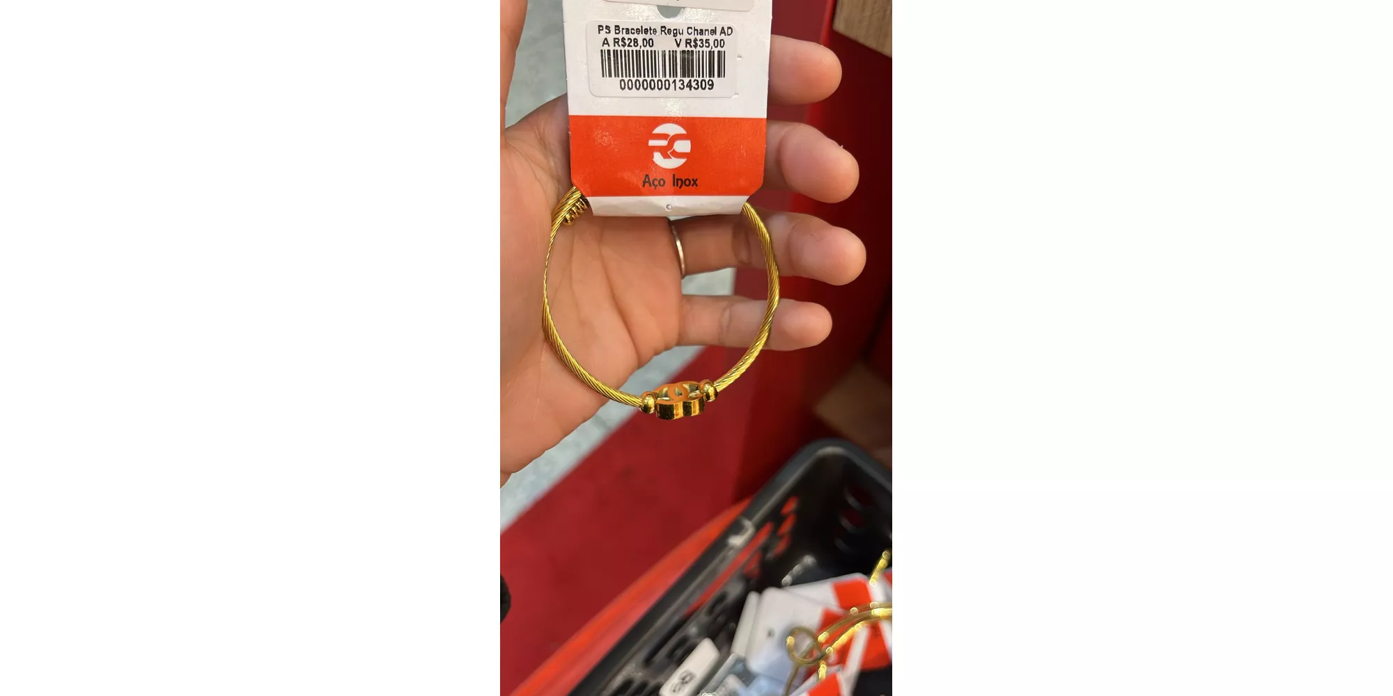 Pulseira Bracelete Regulável Chanel Aço Dourado -... - RC JOIAS BY RUDI