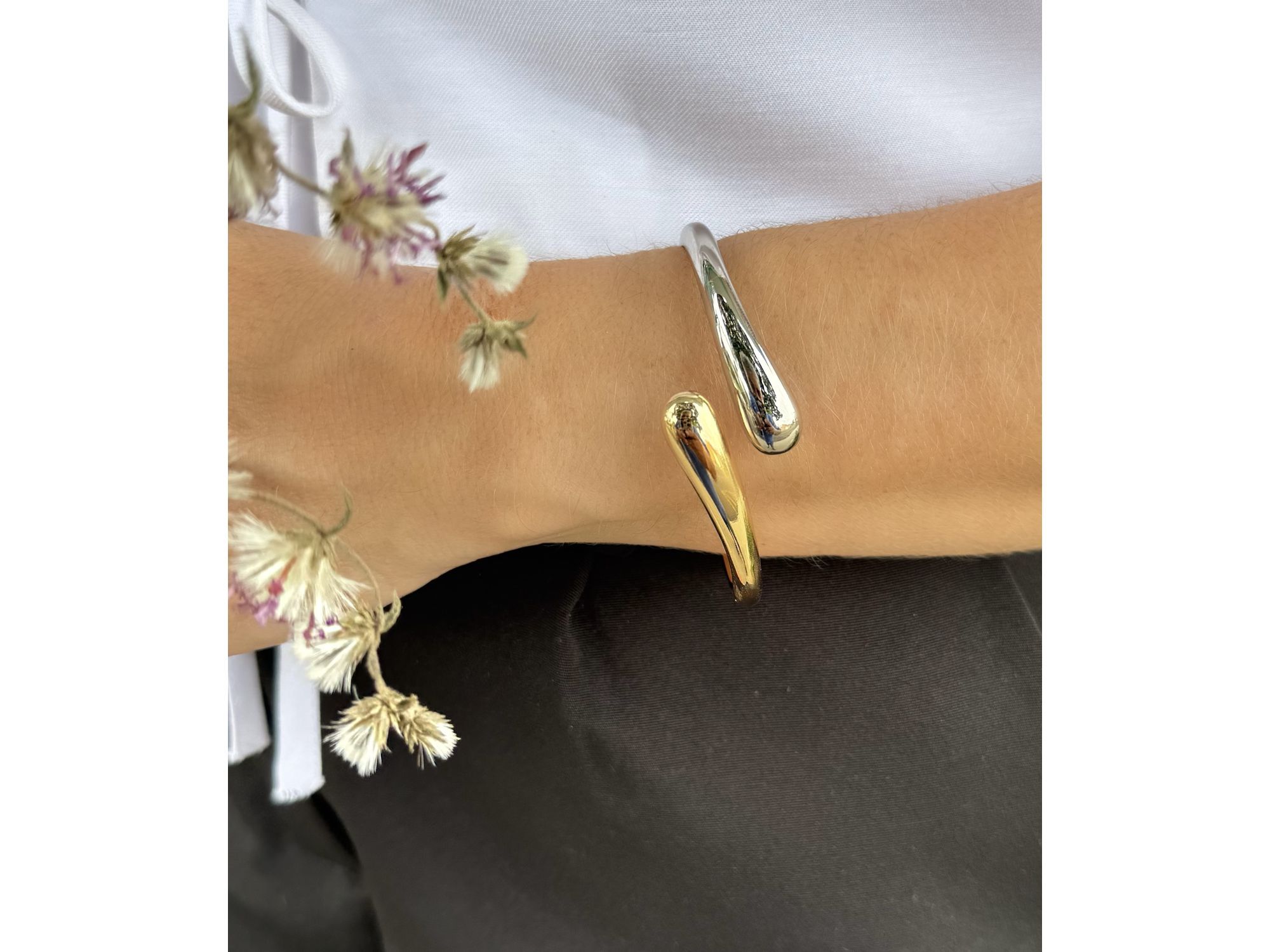 Bracelete Gotas Prata e Dourado - Vértice Acessórios
