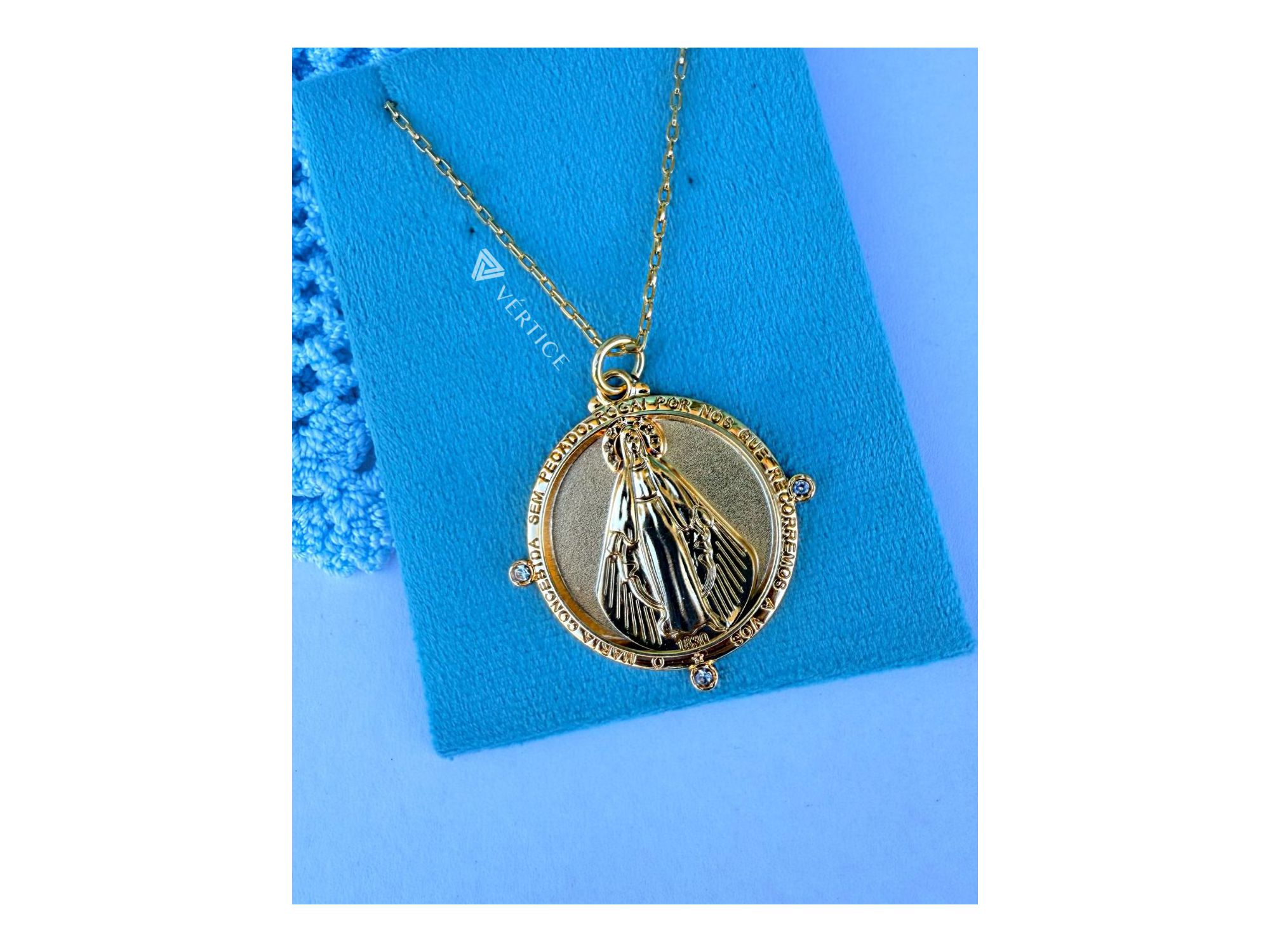 Colar Longo Medalhão Nossa Senhora Aparecida - Vértice Acessórios