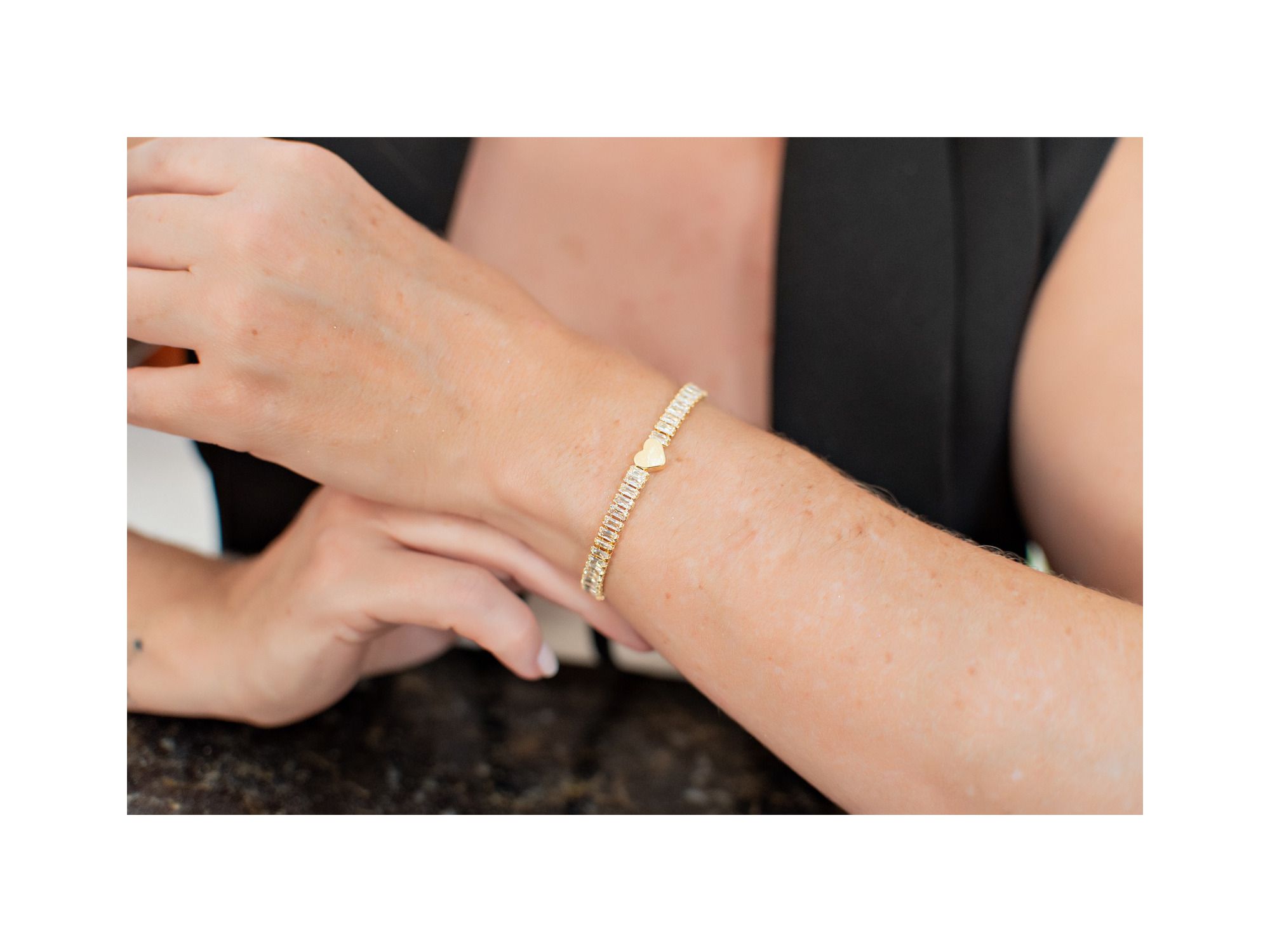 Pulseira Semijóia Navete com Coração - Vértice Acessórios