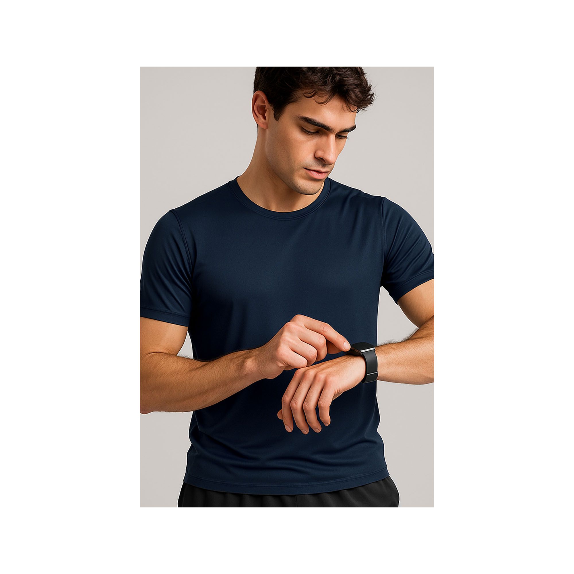 Camiseta Fitness Azul Masculina 100% Poliamida – Toque Gelado, Leveza Extrema