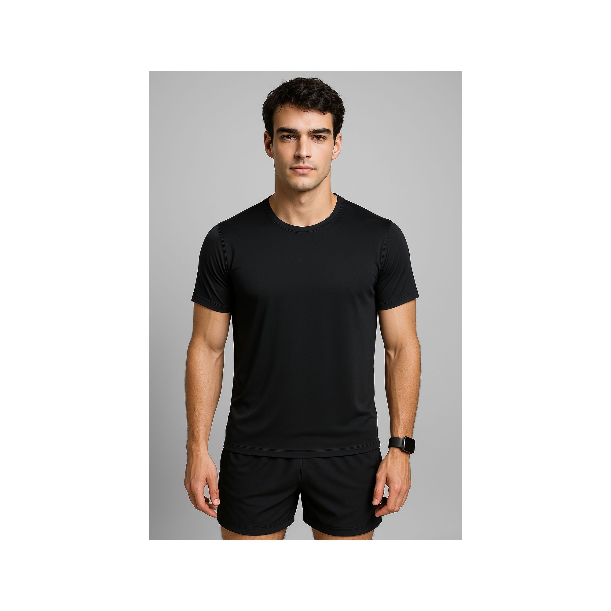 Camiseta Fitness Preto Masculina 100% Poliamida – Toque Gelado, Leveza Extrema