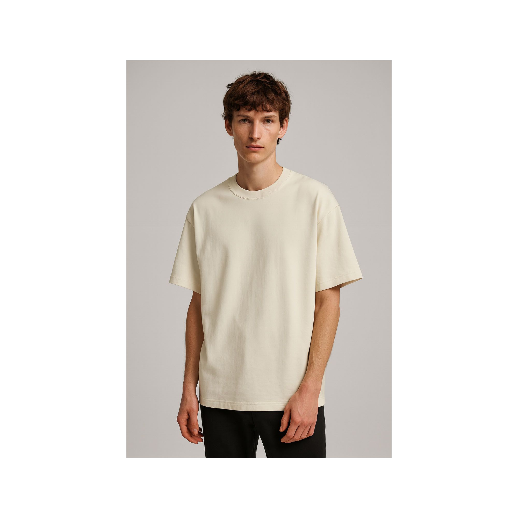 Camiseta Oversized Premium Areia Masculina – 100% Algodão Visual Moderno
