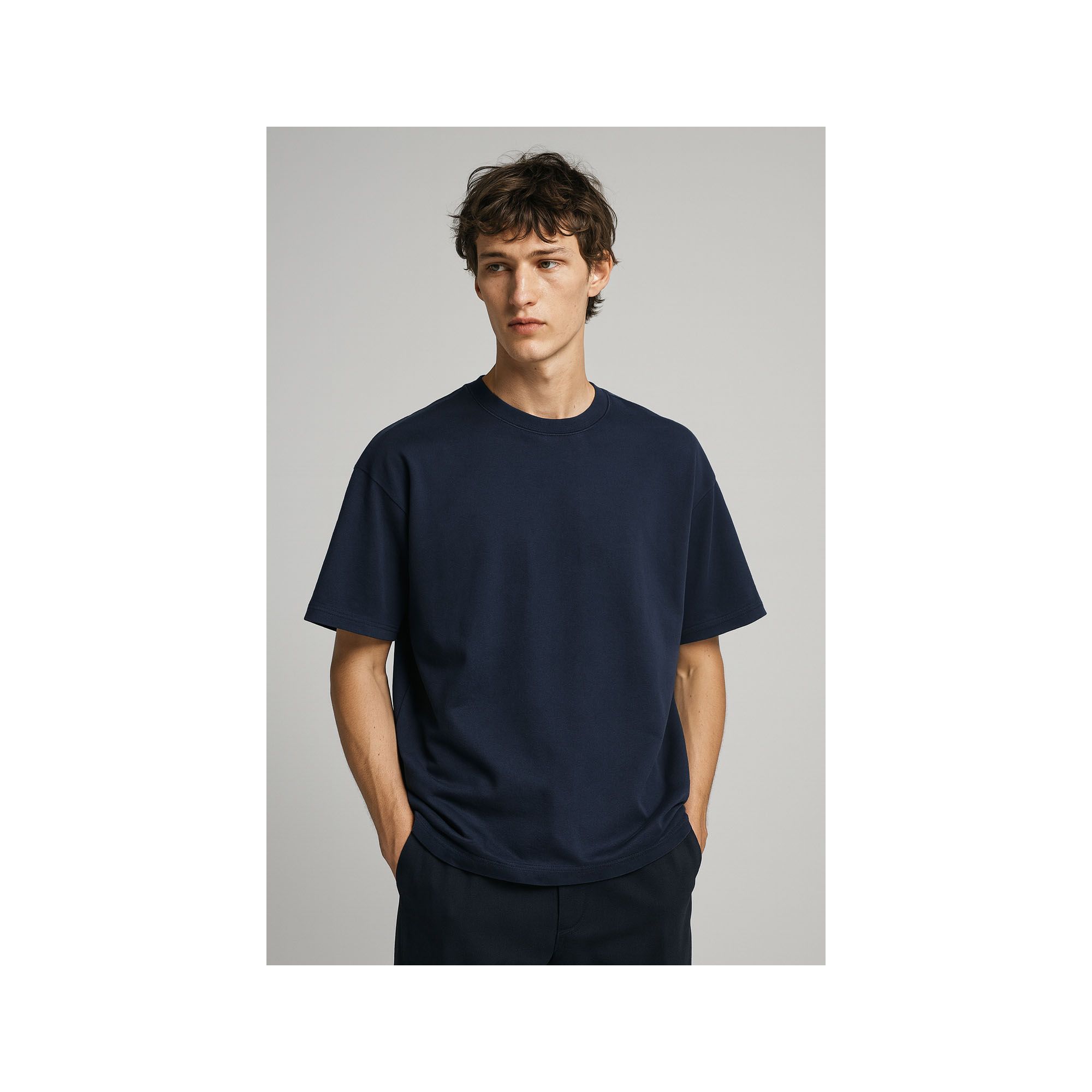 Camiseta Oversized Premium Marinho Masculina – 100% Algodão Visual Moderno