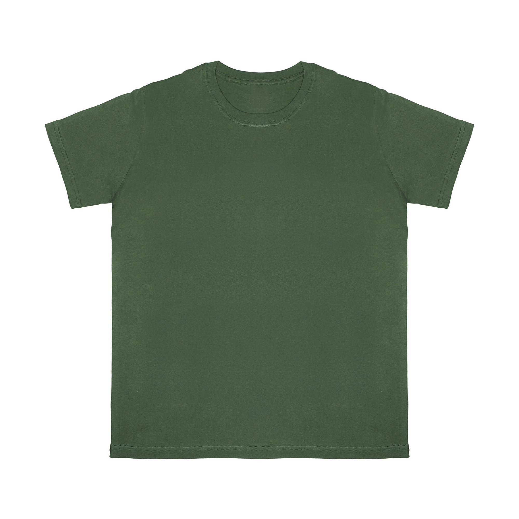 Camiseta Masculina Premium Verde Militar Sem Costura Lateral – 100% Algodão Caimento Natural 