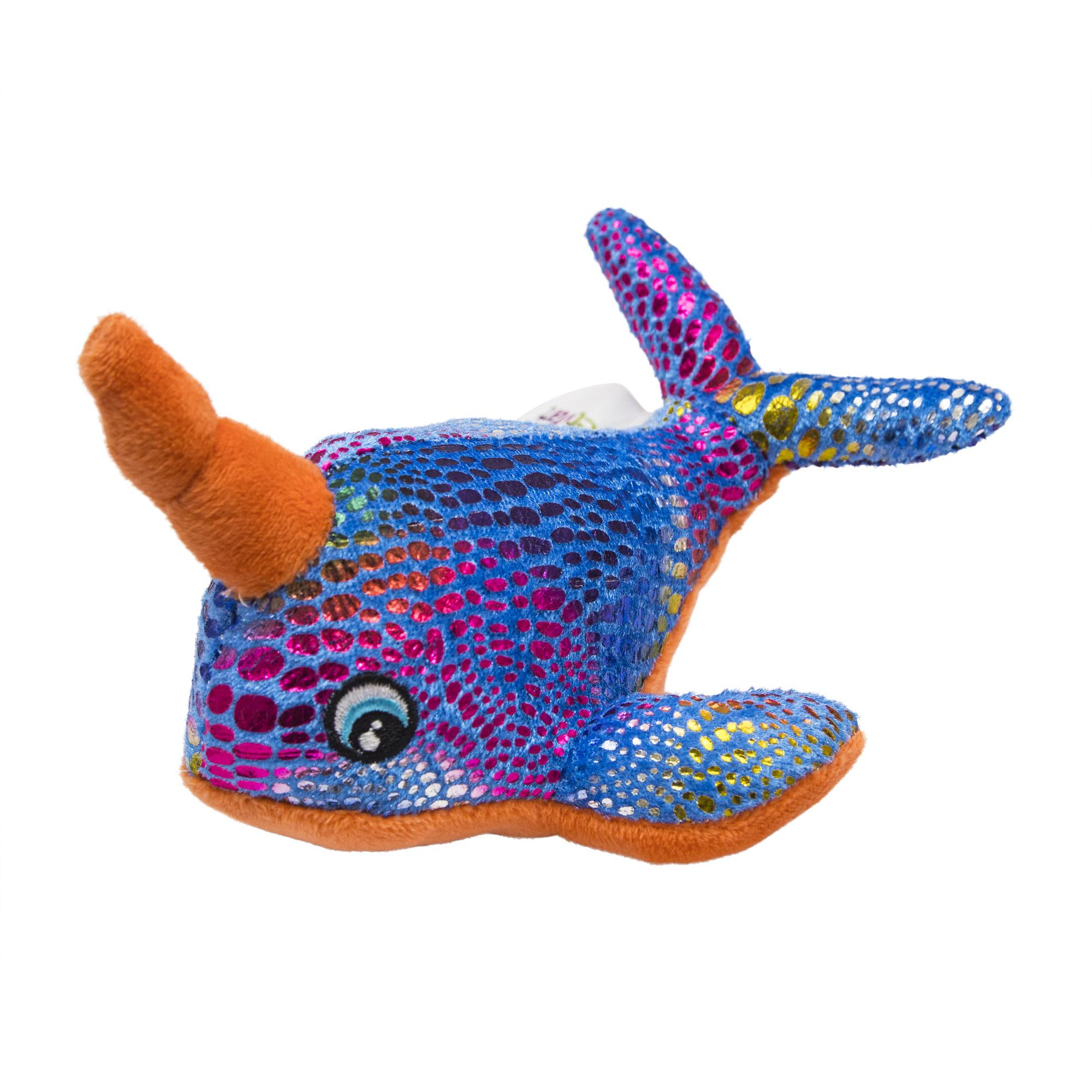 Brinquedo Para Cachorro Pelucia Baleia Brilhante Azul 16cm