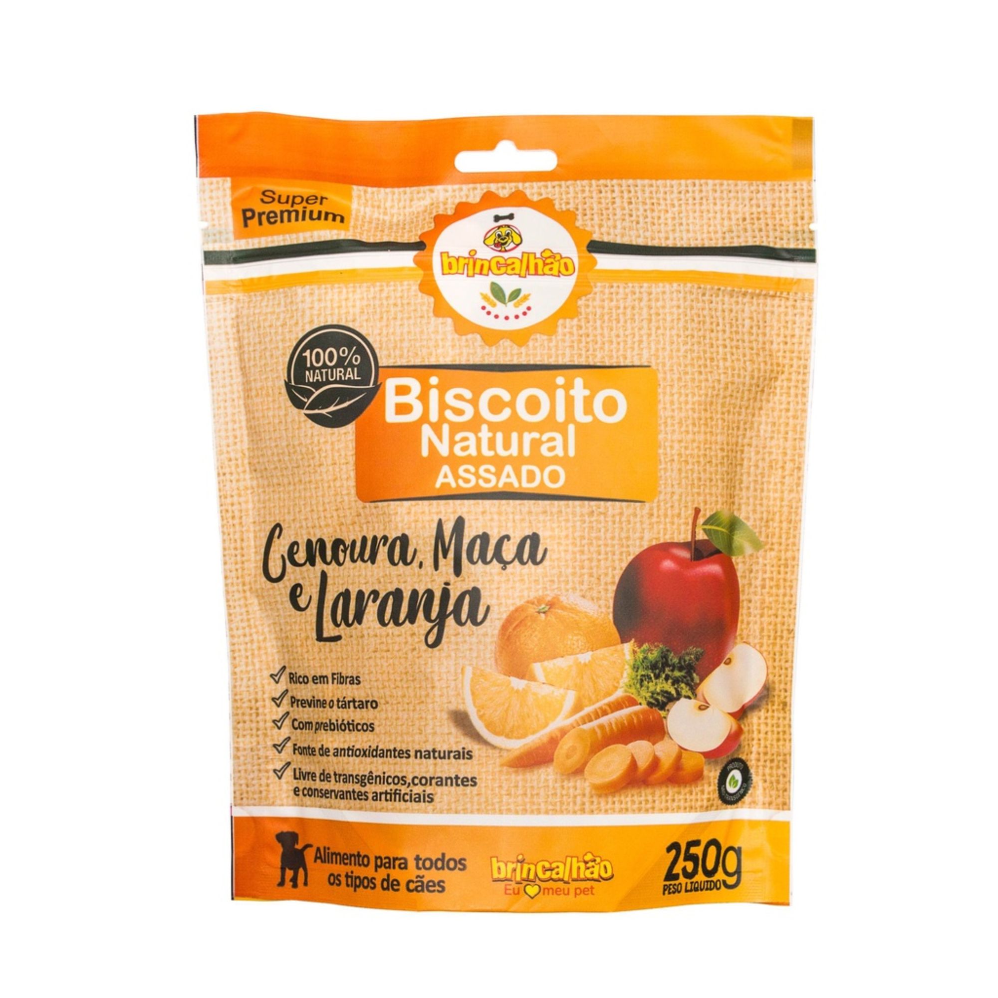 Biscoito Natural Brincalhão Sabor Cenoura, Maçã e Laranja 250g