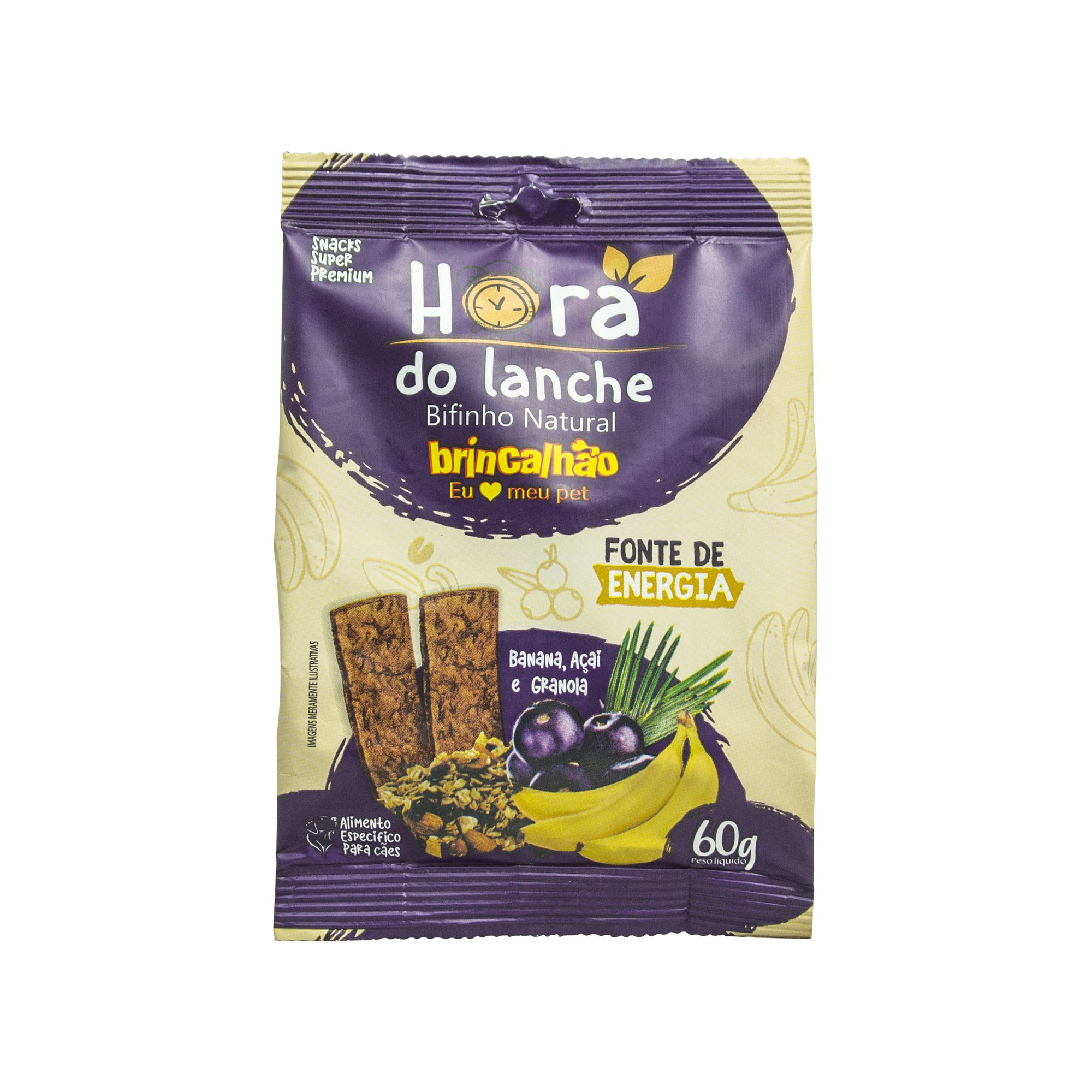 Bifinho Para Cachorro Brincalhão Hora Do Lanche Banana e Açaí 60G