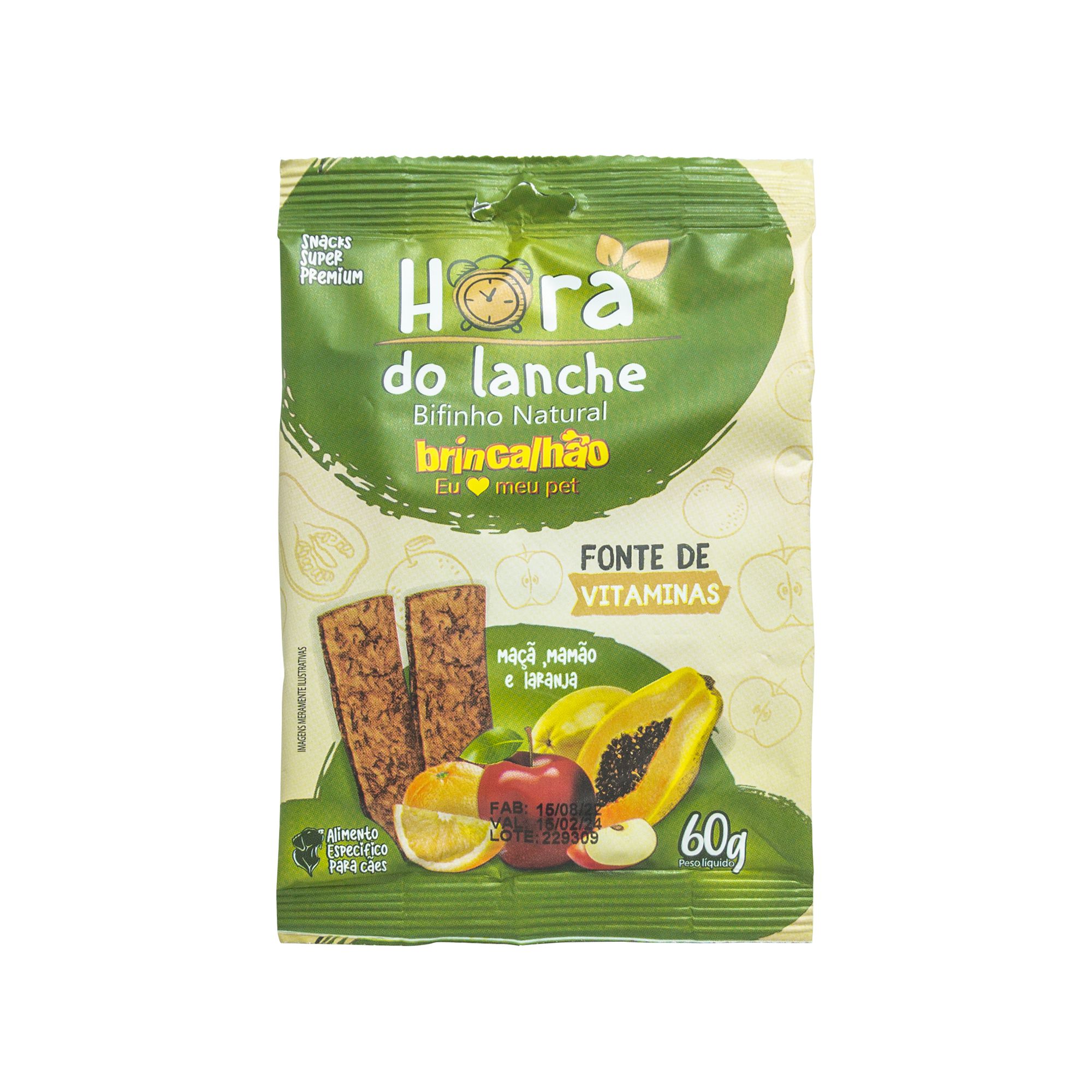 Bifinho Para cachorro Brincalhão Hora Do Lanche Maçã, Laranja e Mamão 60g 