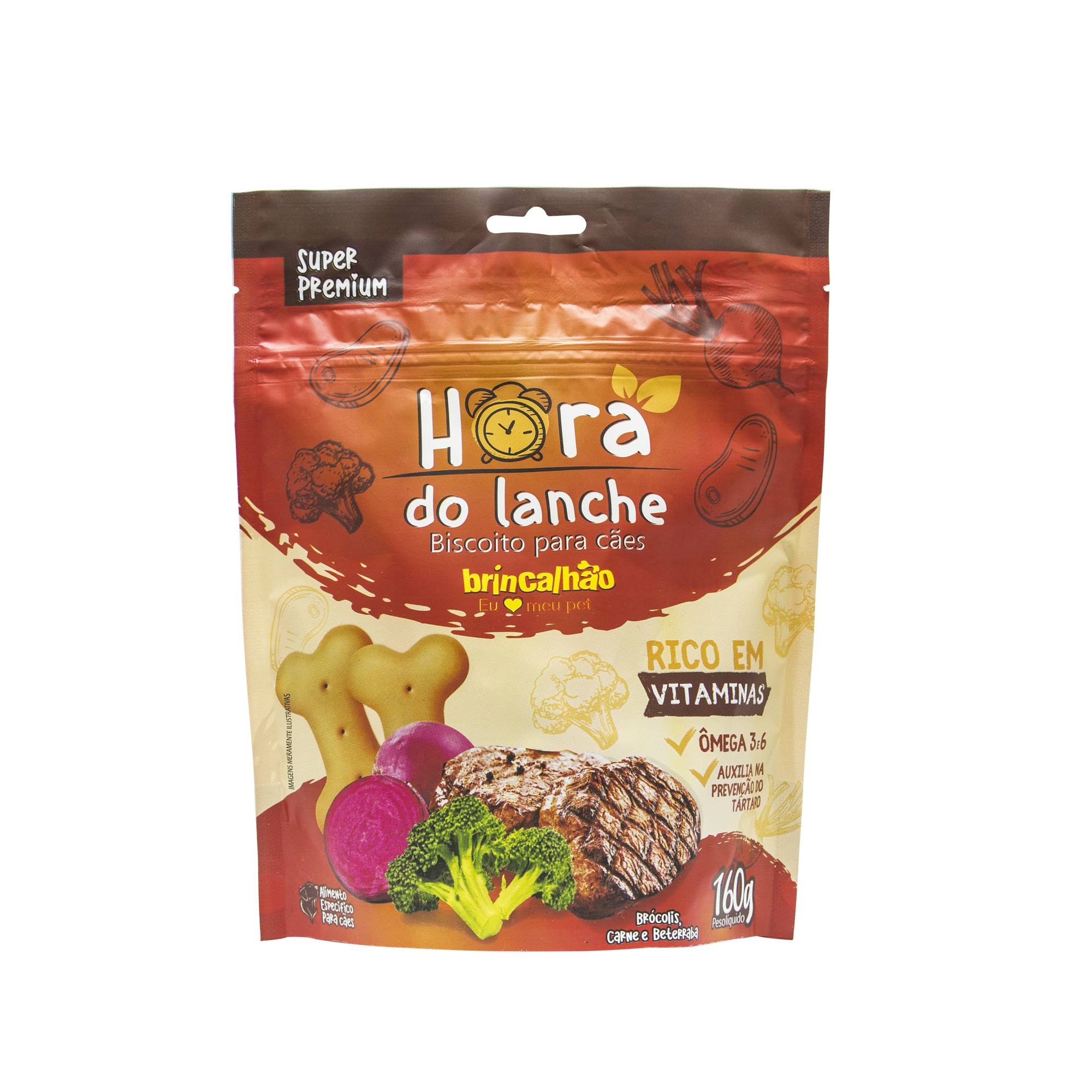 Biscoito Para Cachorro-Brincalhão Hora Do Lanche Beterraba Carne e Brócolis 160G