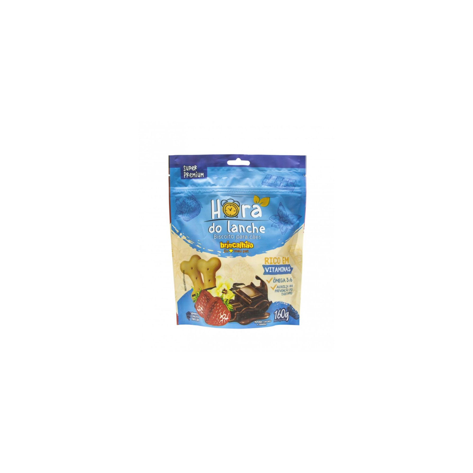 Biscoito Para Cachorro Brincalhão Hora Do Lanche Morango Chocolate e Baunilha 160G