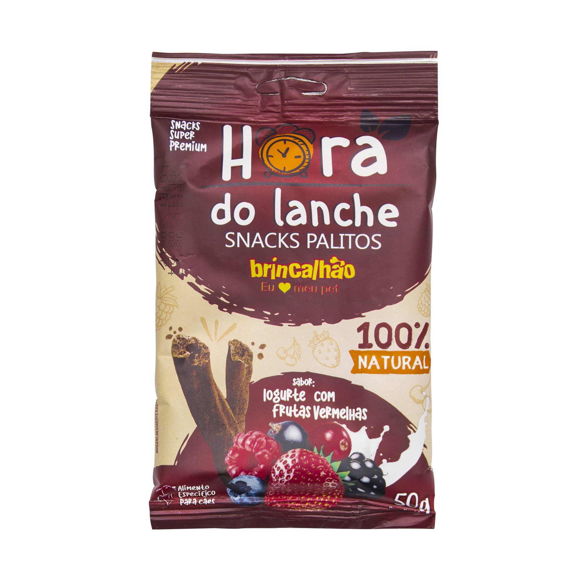 Petisco para Cachorro - Tipo Snacks Palitos Brincalhão Hora Do Lanche Iogurte Com Frutas Vermelhas 50g