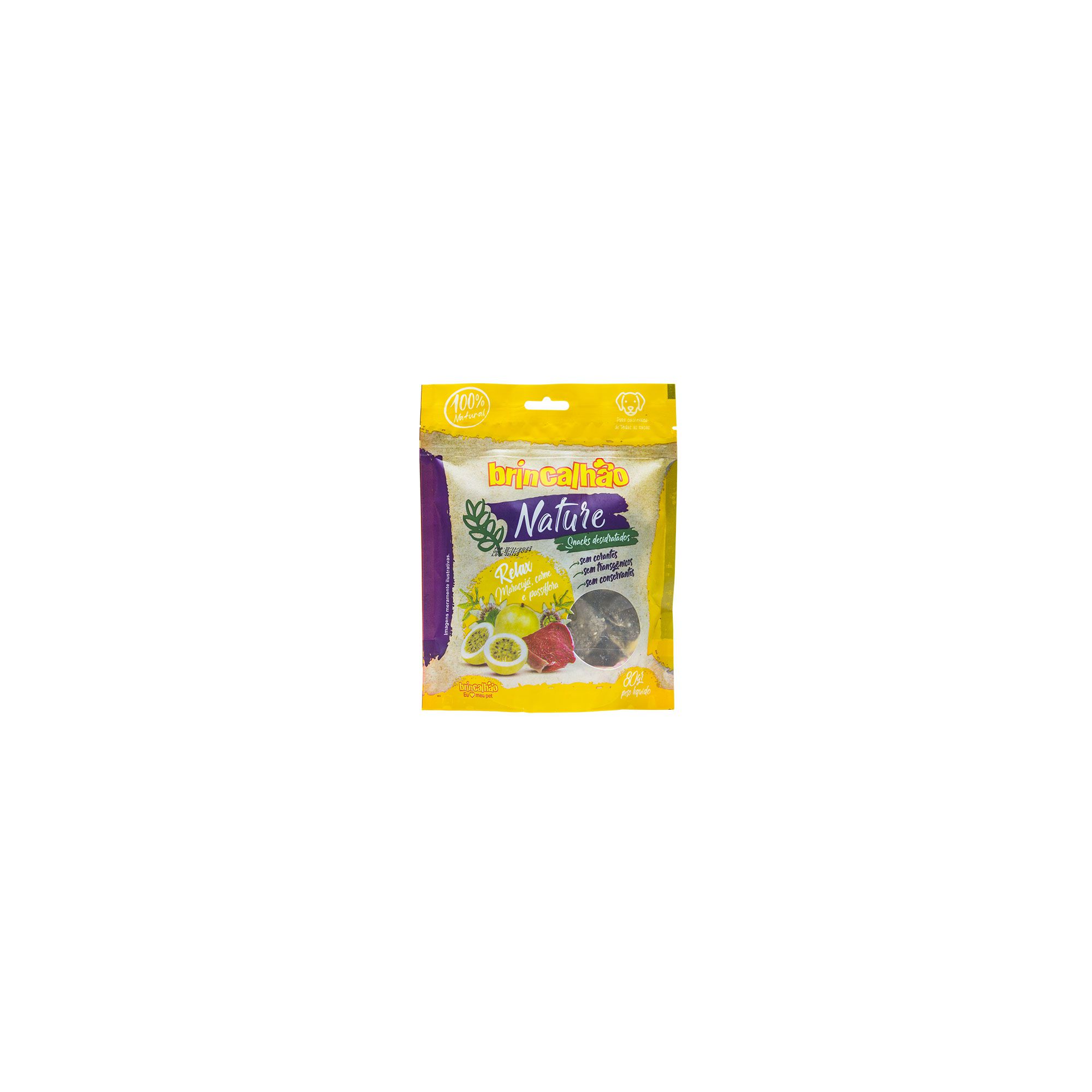 Petisco Natural Para Cachorro Tipo Snacks Nature Brincalhão Relax 80g 