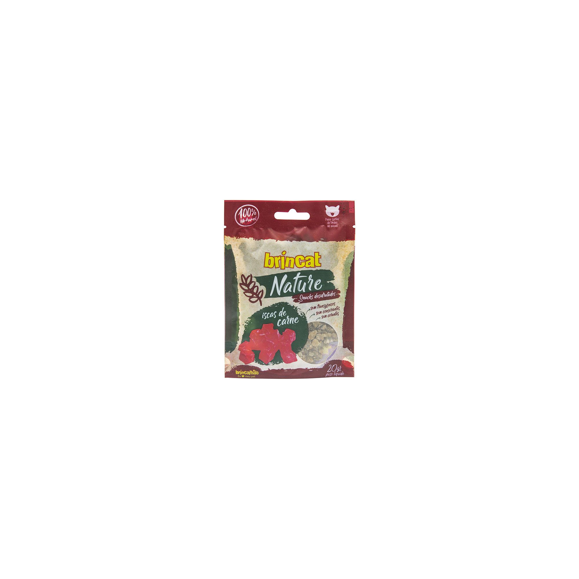 Petisco Natural para Gatos Tipo Snacks Nature Brincat Iscas De Carne 20G