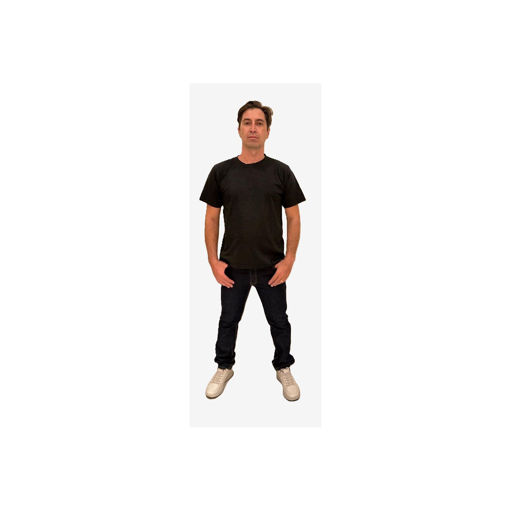 Camiseta Masculina Básica Preta Algodão 30.1