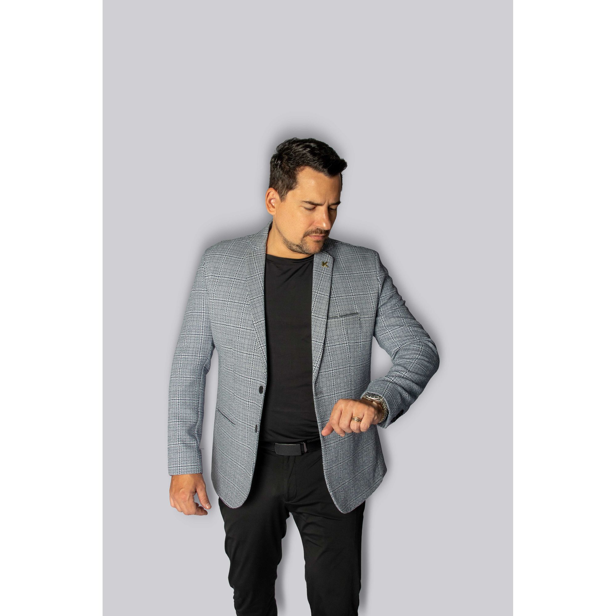 Blazer Azul Tuid Slim em Poliviscose - King Ternos... - King Ternos