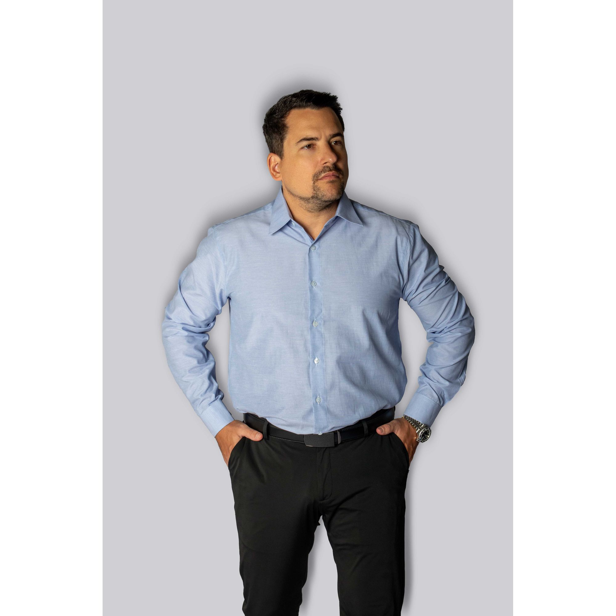 Camisa Social Azul Bebê Slim Manga Longa - King Te... - King Ternos