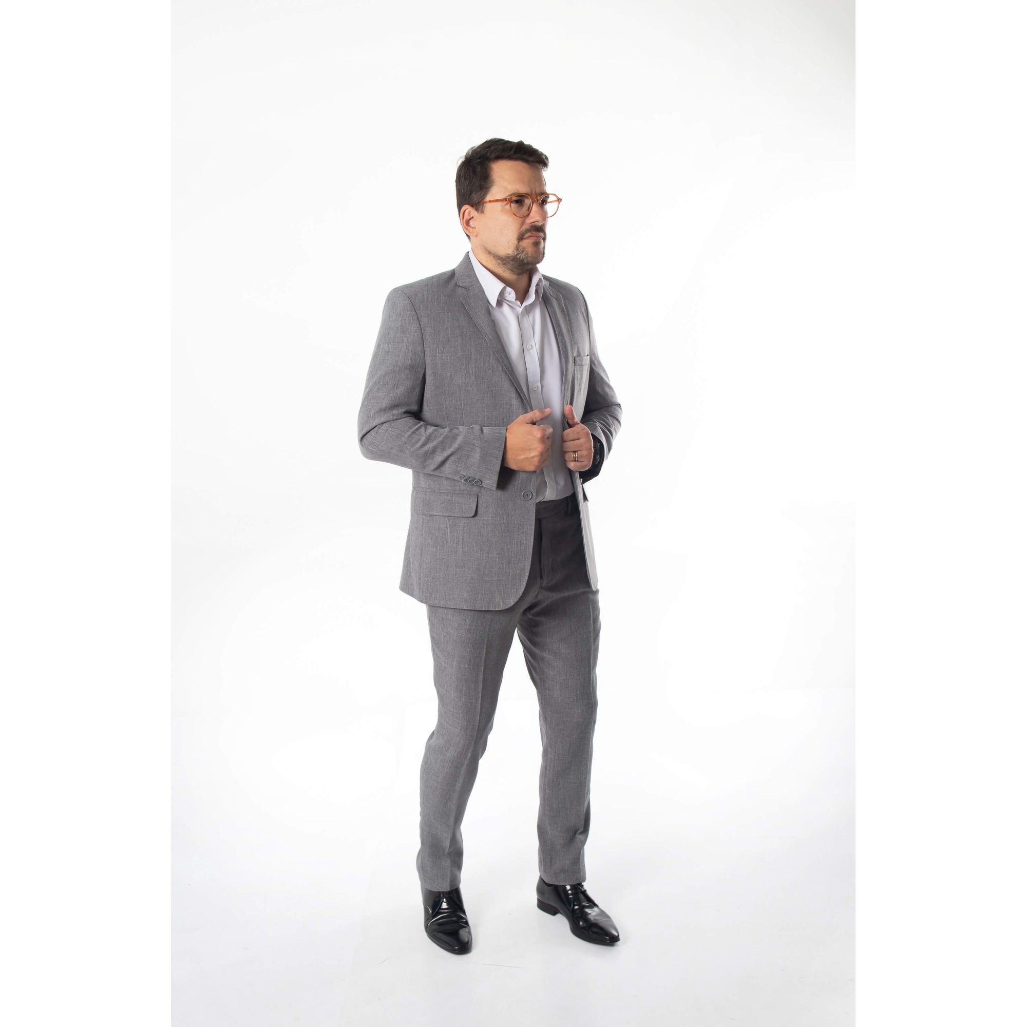 Costume Cinza Mescla Slim em Microfibra - King Ter... - King Ternos