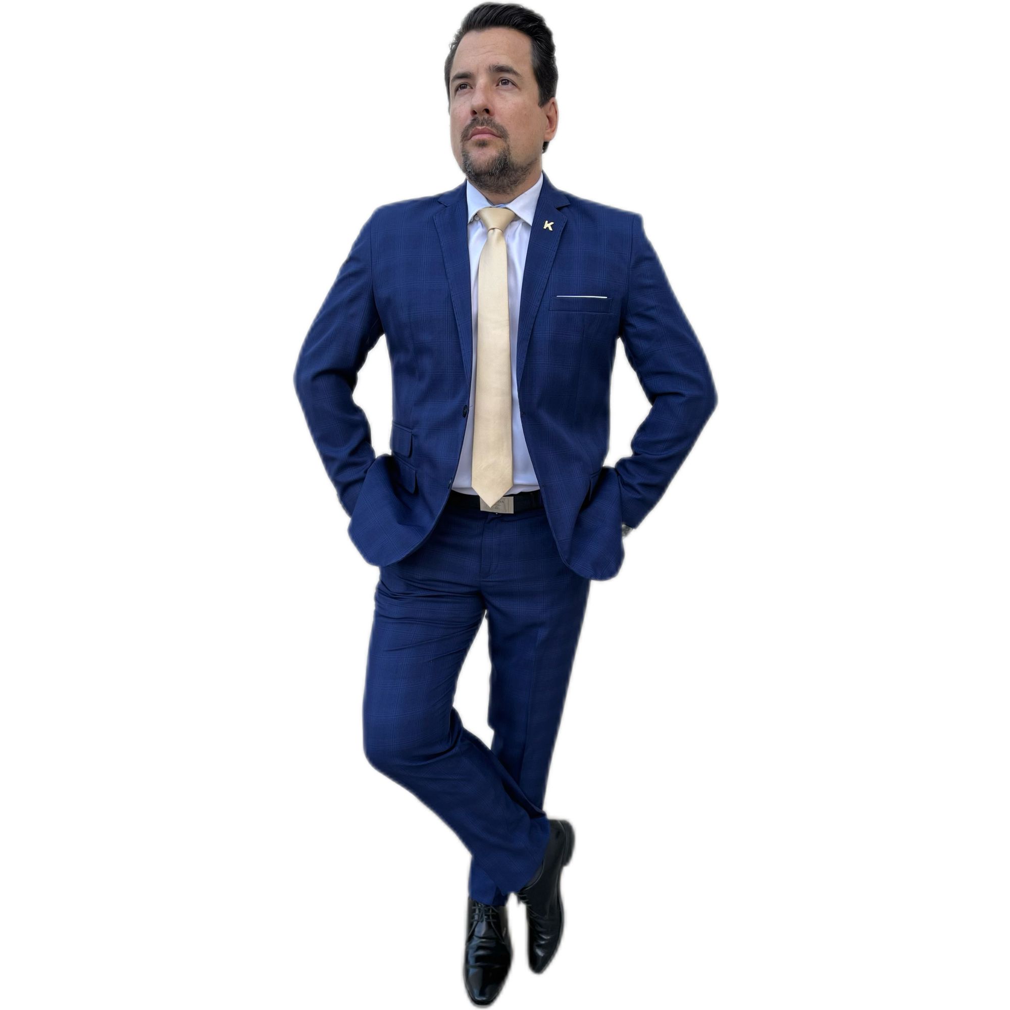 Costume Príncipe de Gales Azul Denim - Linha Premi... - King Ternos