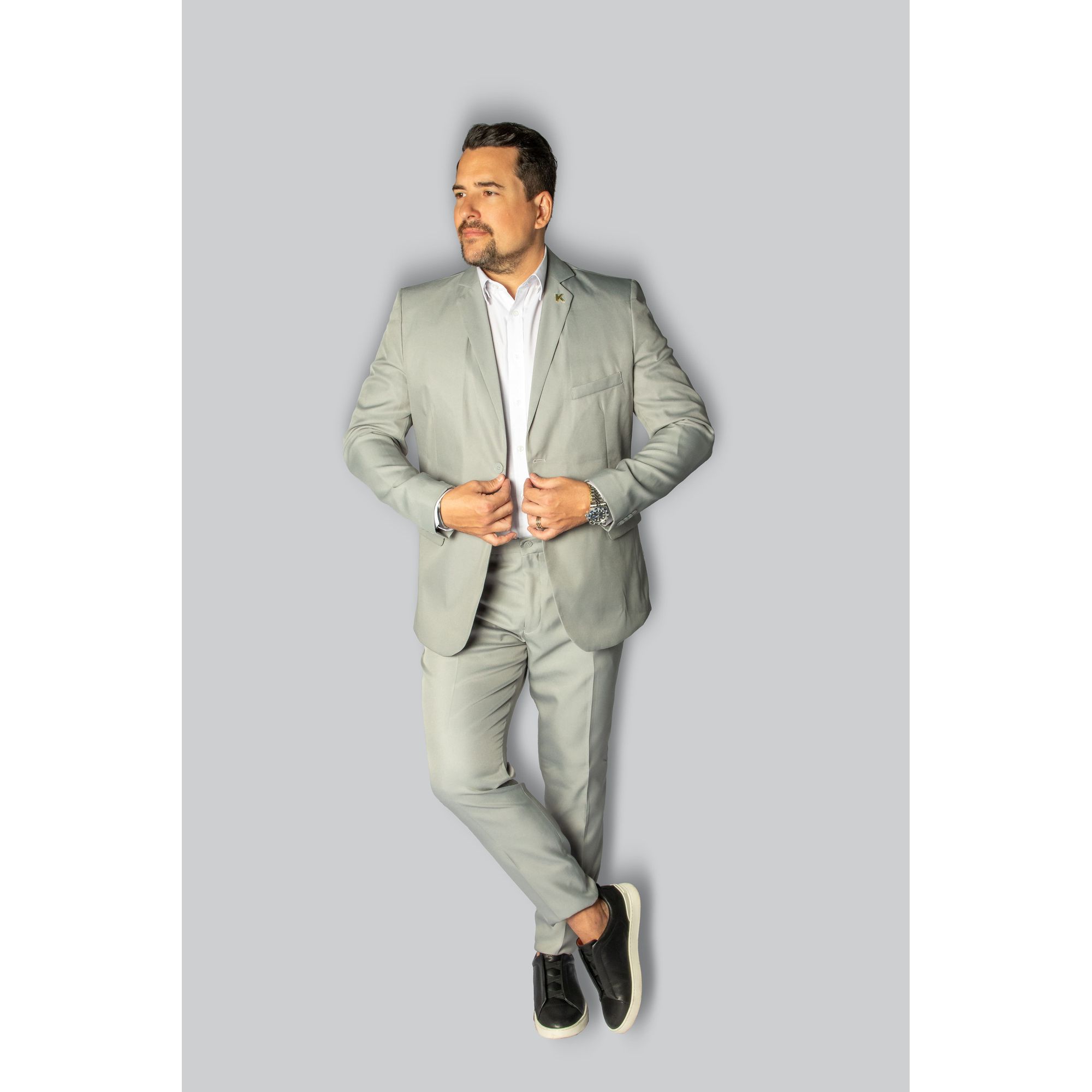 Costume Cinza Slim em Gabardine - King Ternos - 00... - King Ternos