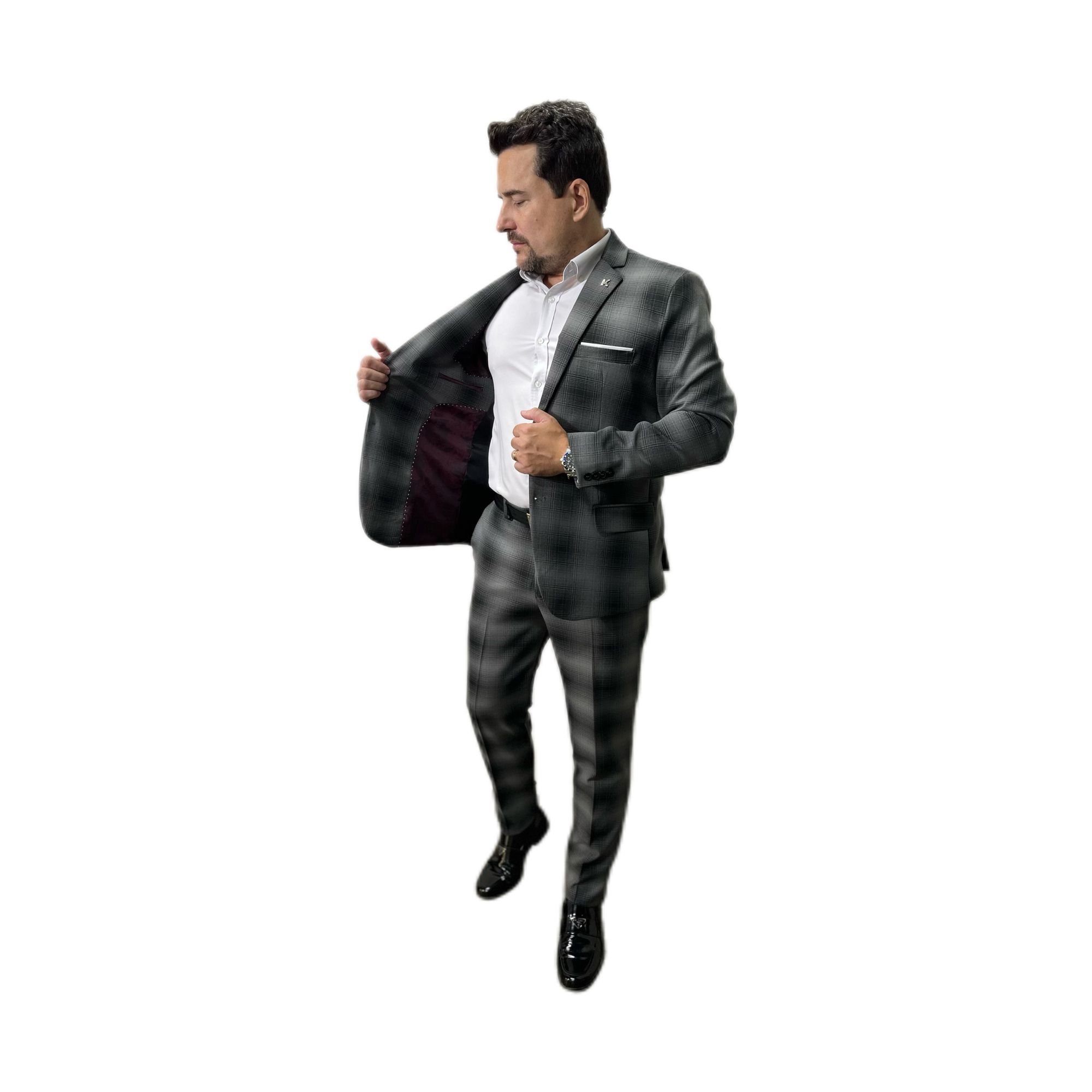 Costume Cinza Degradê Slim em Poliviscose - King T... - King Ternos