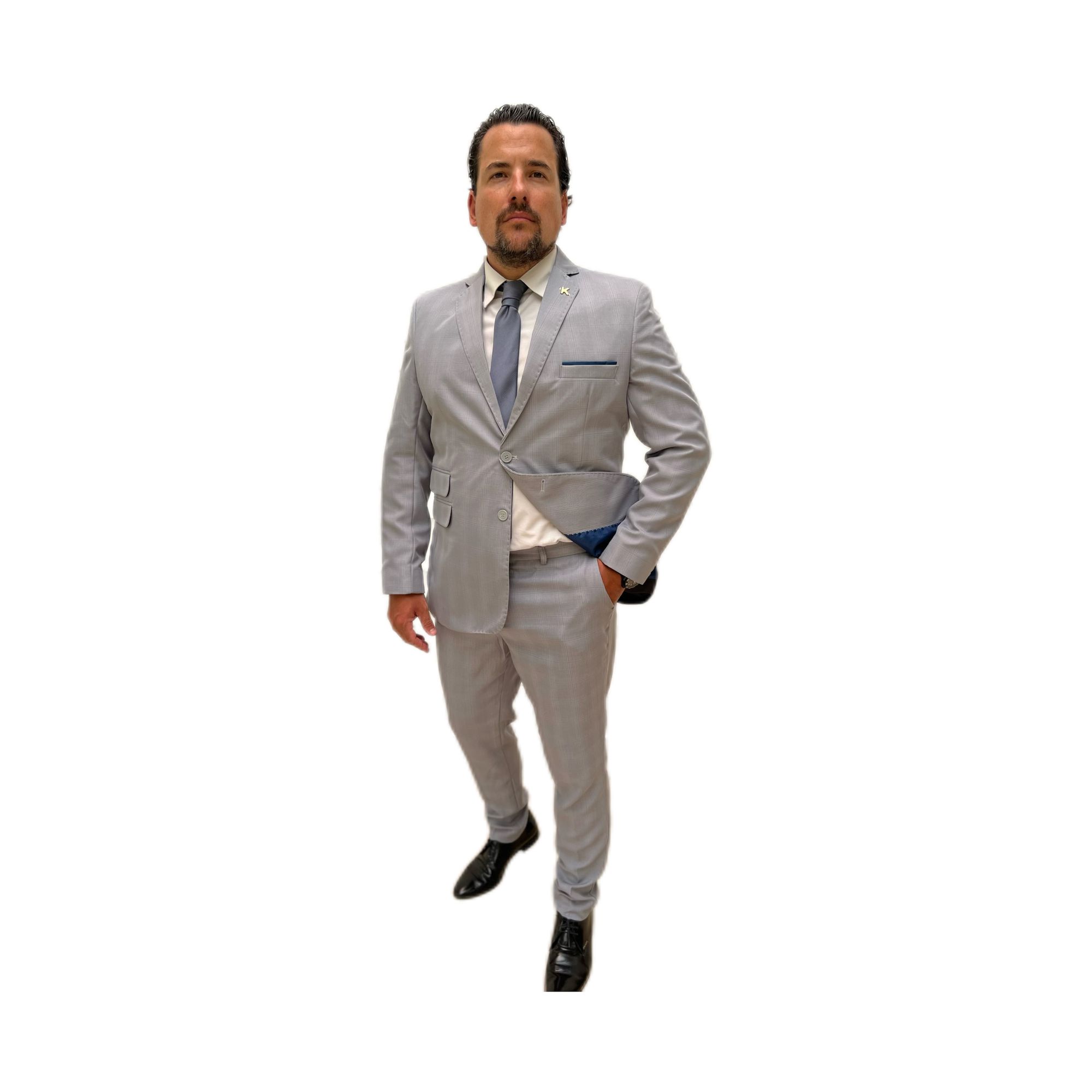 Costume Príncipe de Gales Cinza Claro Flap - Linha... - King Ternos