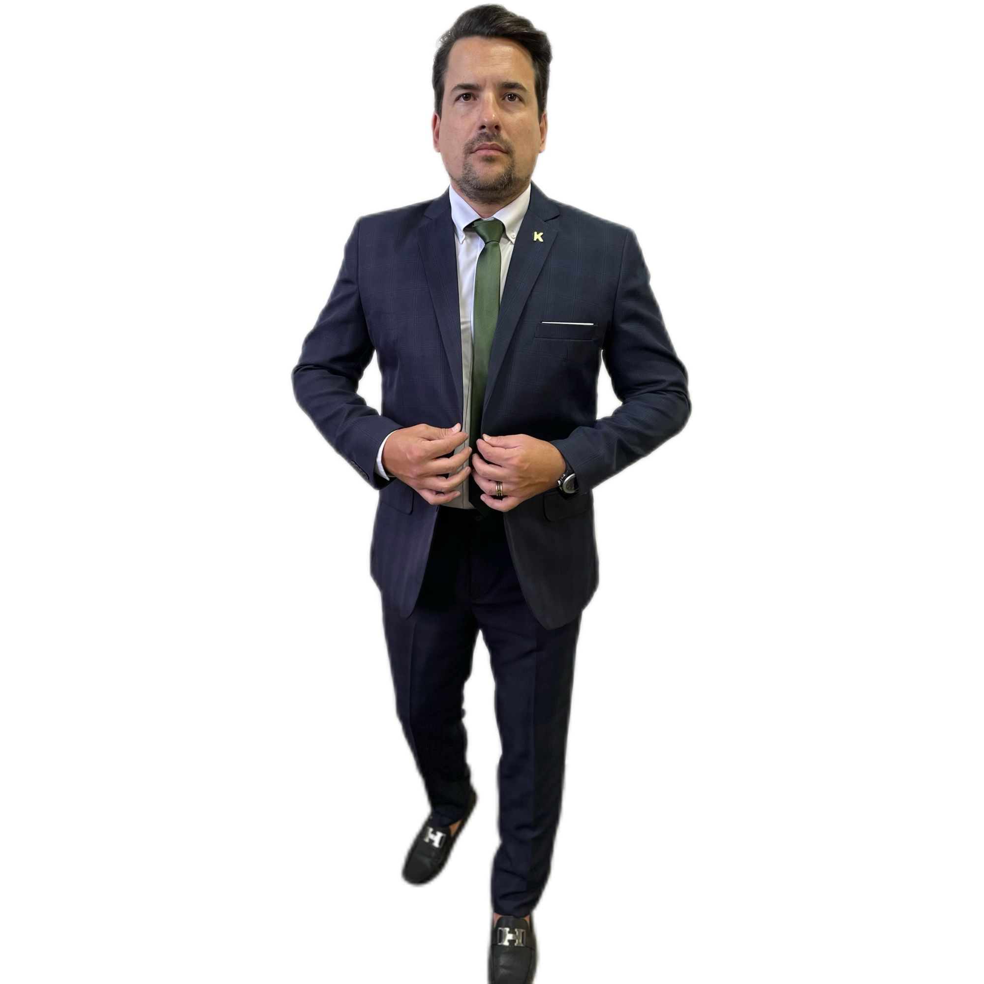 Costume Príncipe de Gales Marinho Flap - Linha Pre... - King Ternos