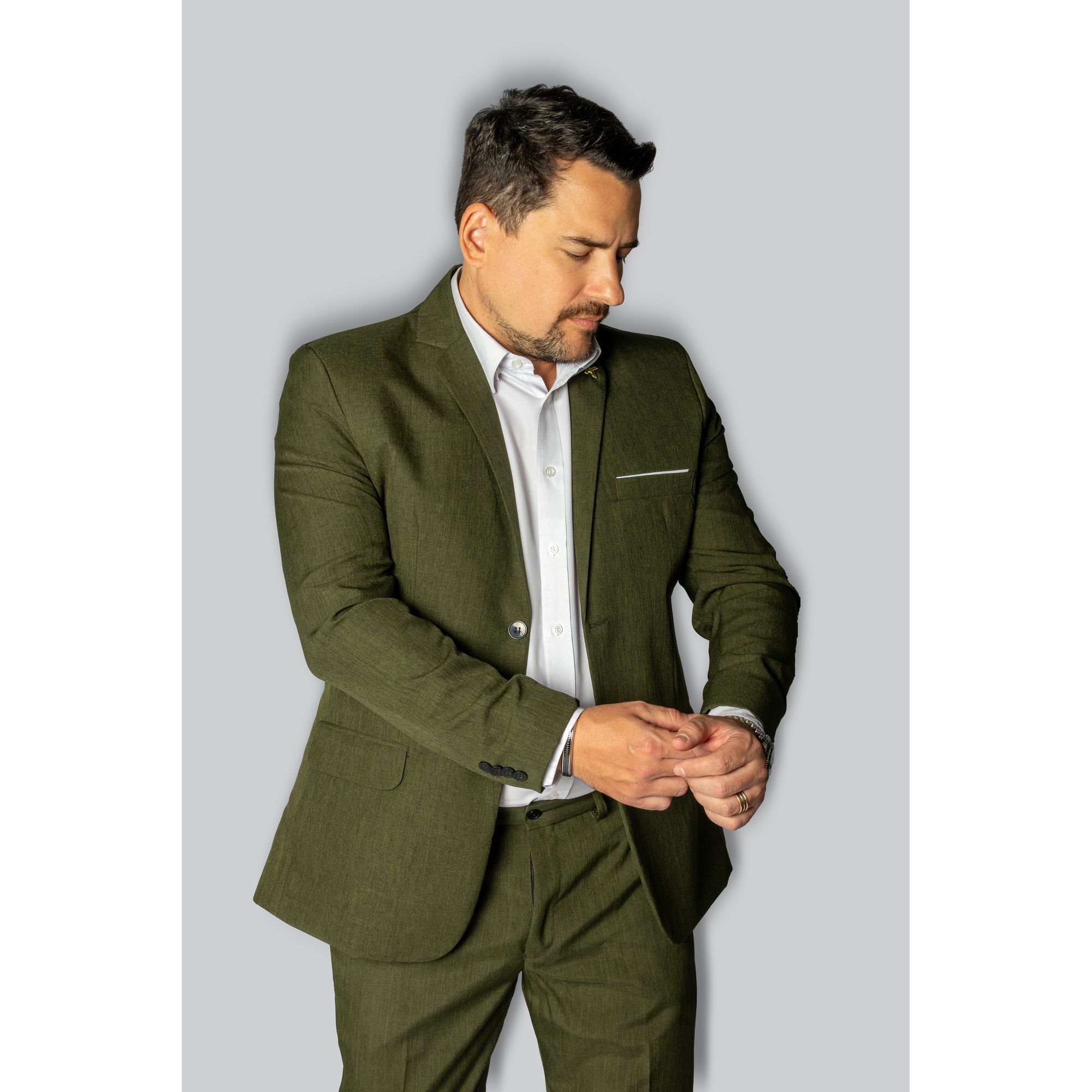 Costume Verde Oliva Slim em Microfibra - King Tern... - King Ternos