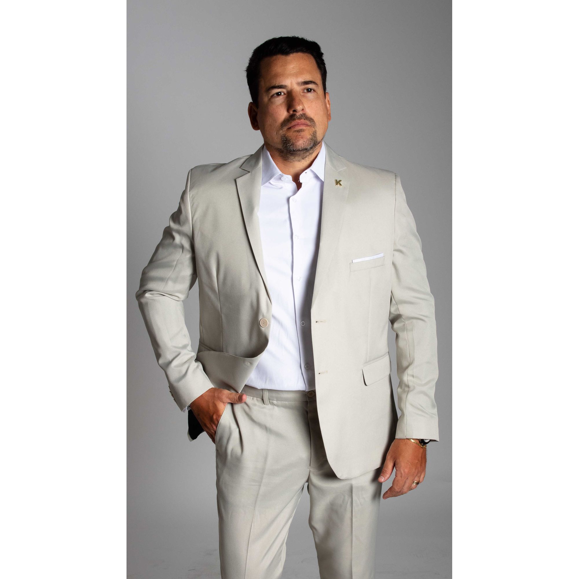 Costume Areia Slim em Poliéster - King Ternos - 00... - King Ternos