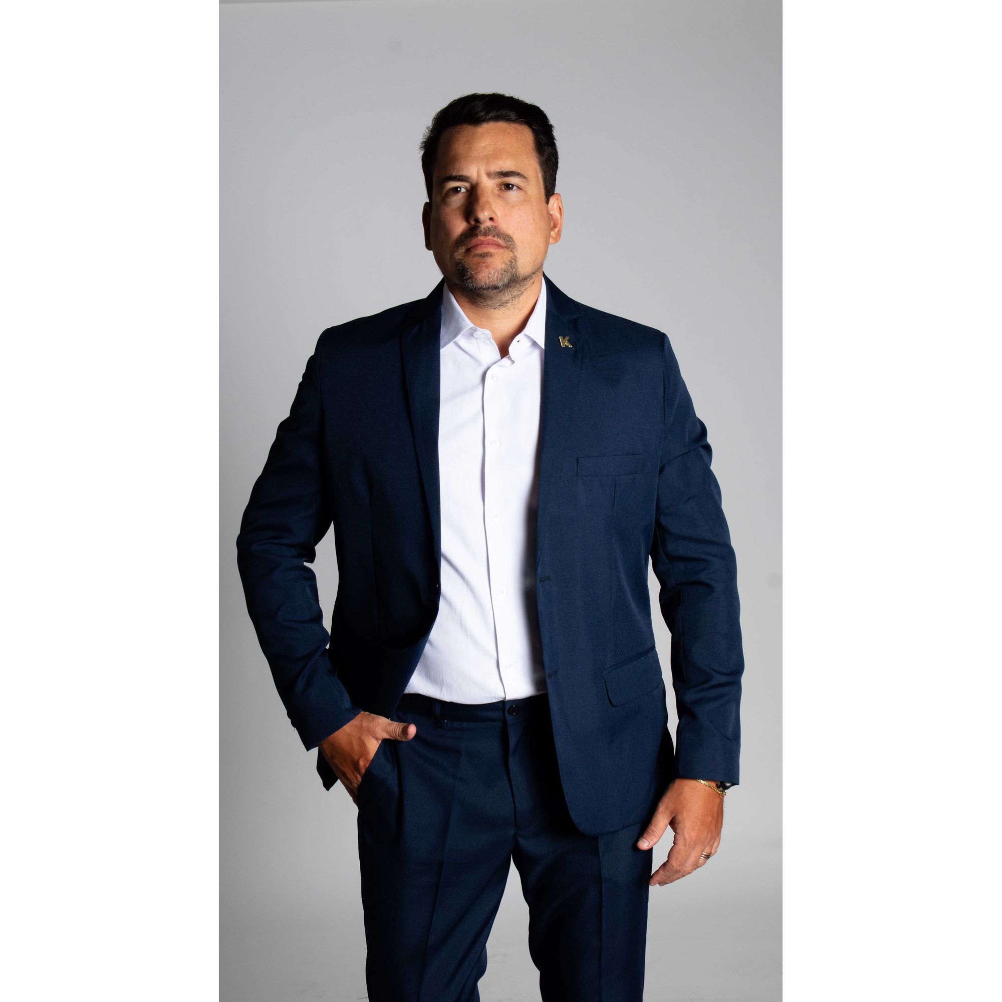 Costume Azul Marinho Slim em Poliéster - King Tern... - King Ternos