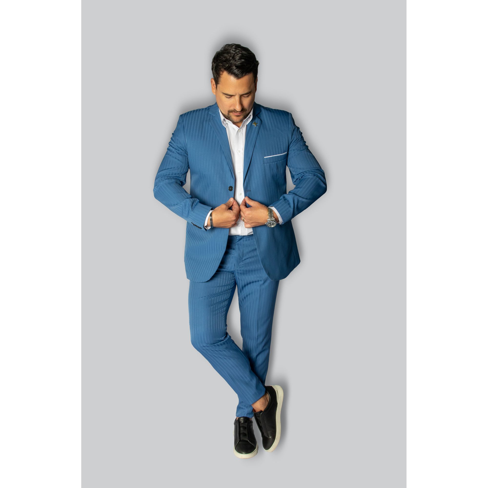 Costume Azul Céu Slim em Poliviscose - King Ternos... - King Ternos