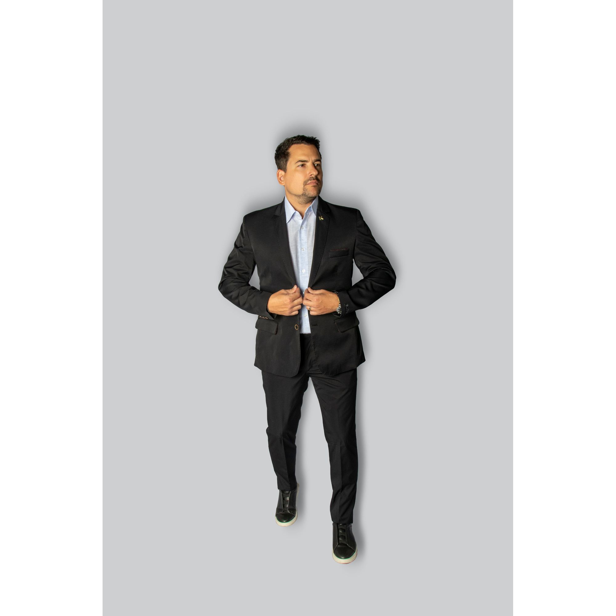 Costume Preto Tecnologico Slim Em Poliviscose - Ki... - King Ternos