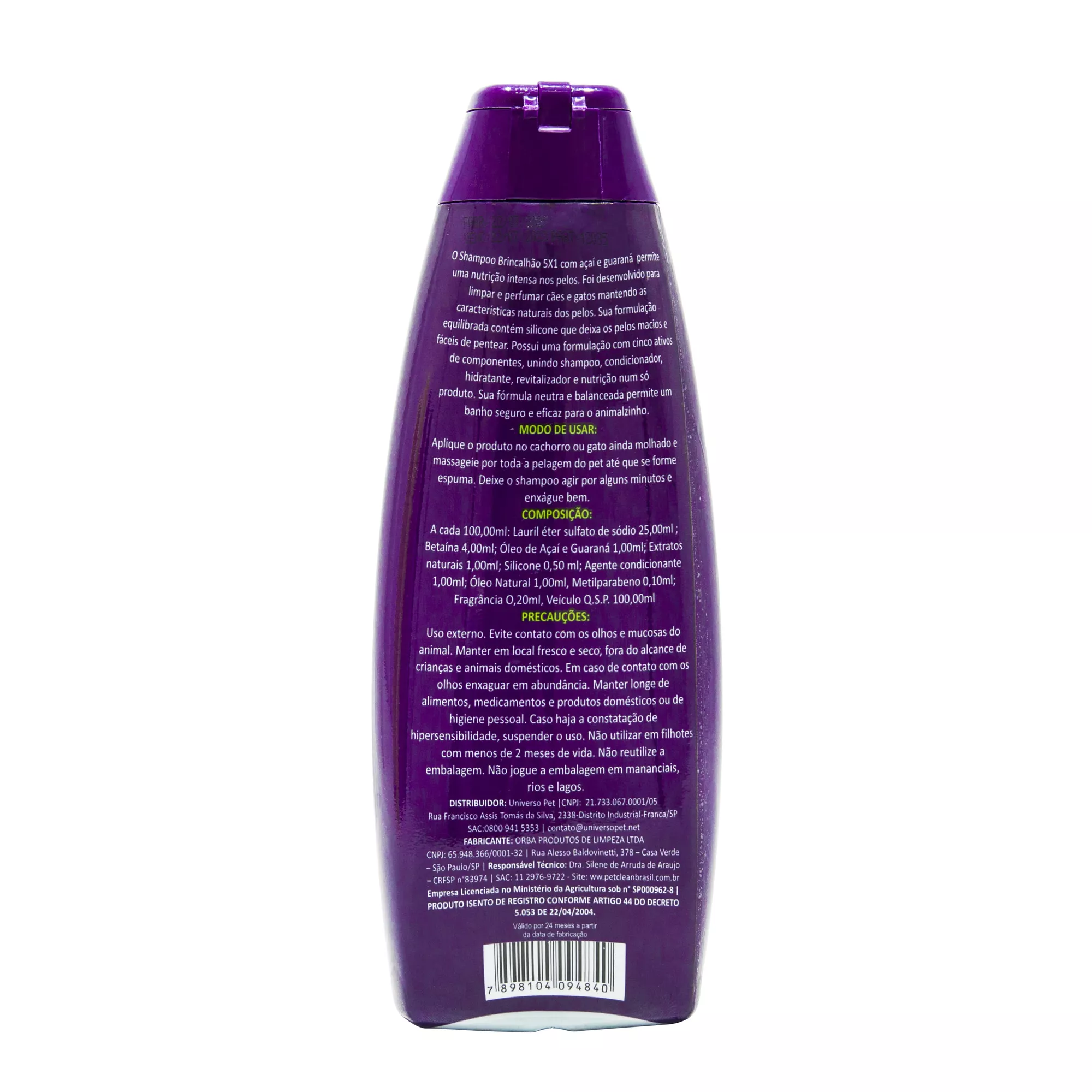 Shampoo 5 em 1 Brincalhão Açaí/Guaraná 500ml | Brincalhão Pet