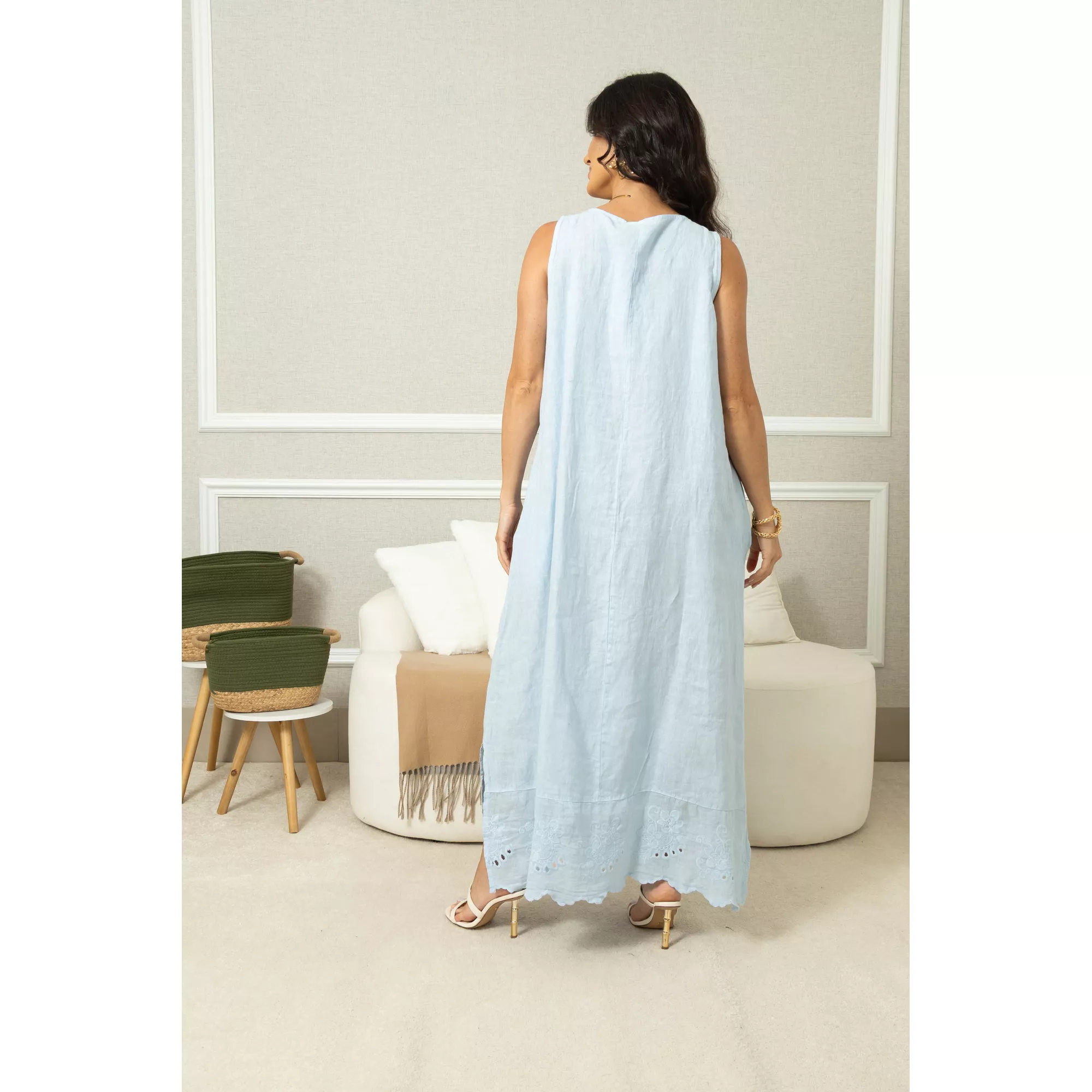 VESTIDO PUREZA AZUL BEBE | Loja Linho Italiano