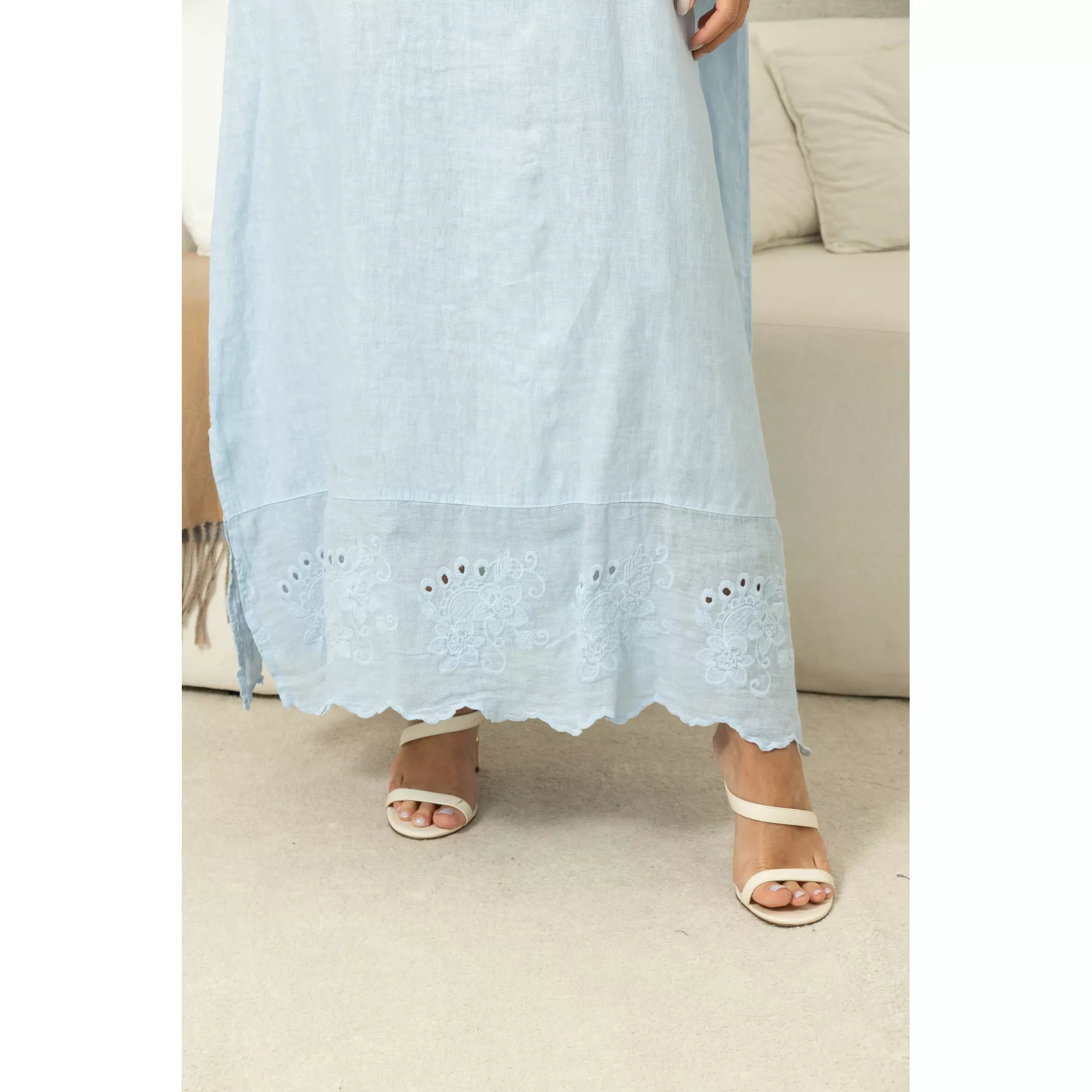 VESTIDO PUREZA AZUL BEBE | Loja Linho Italiano