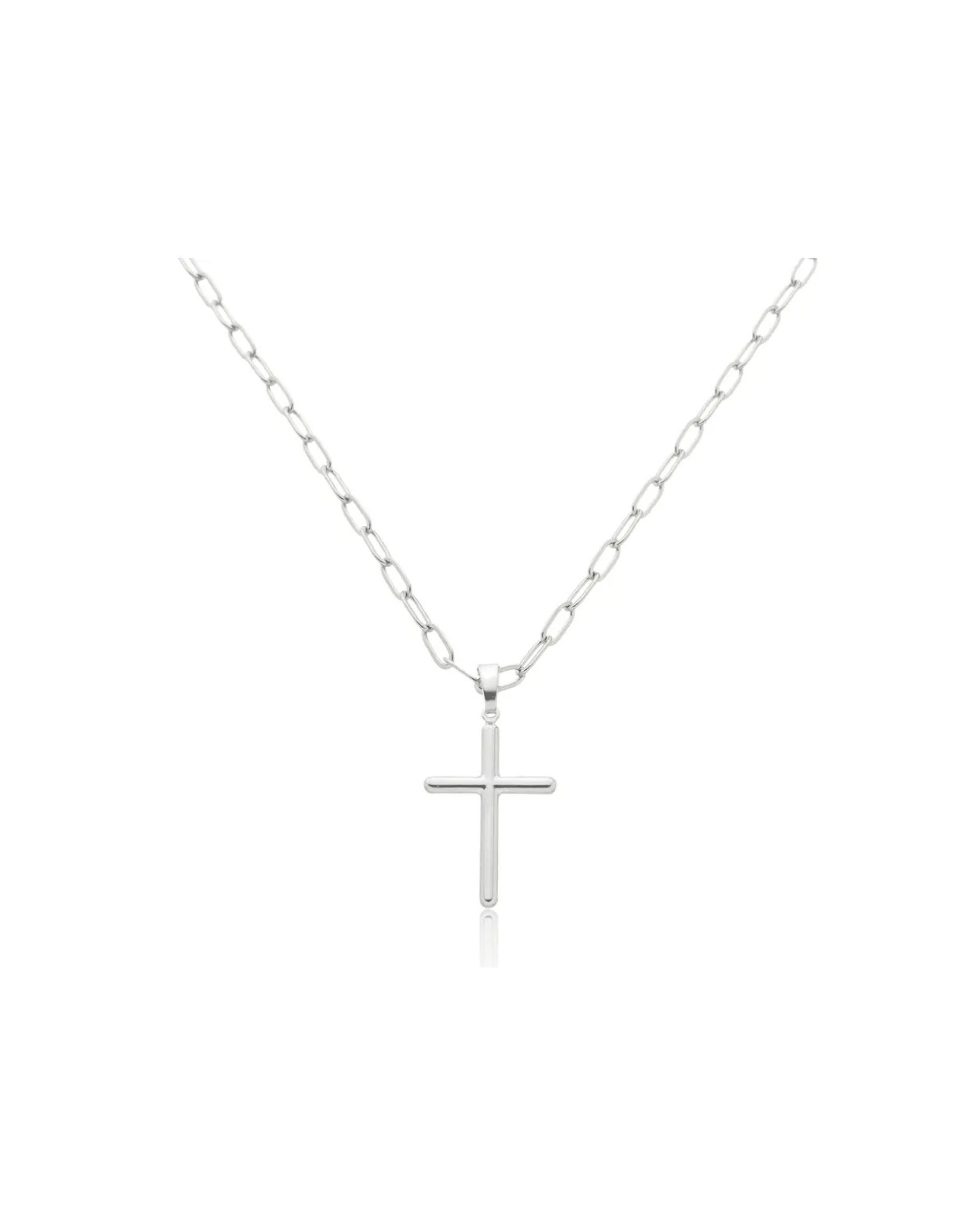 Colar Masculino Elos Ovais com Cruz Lisa