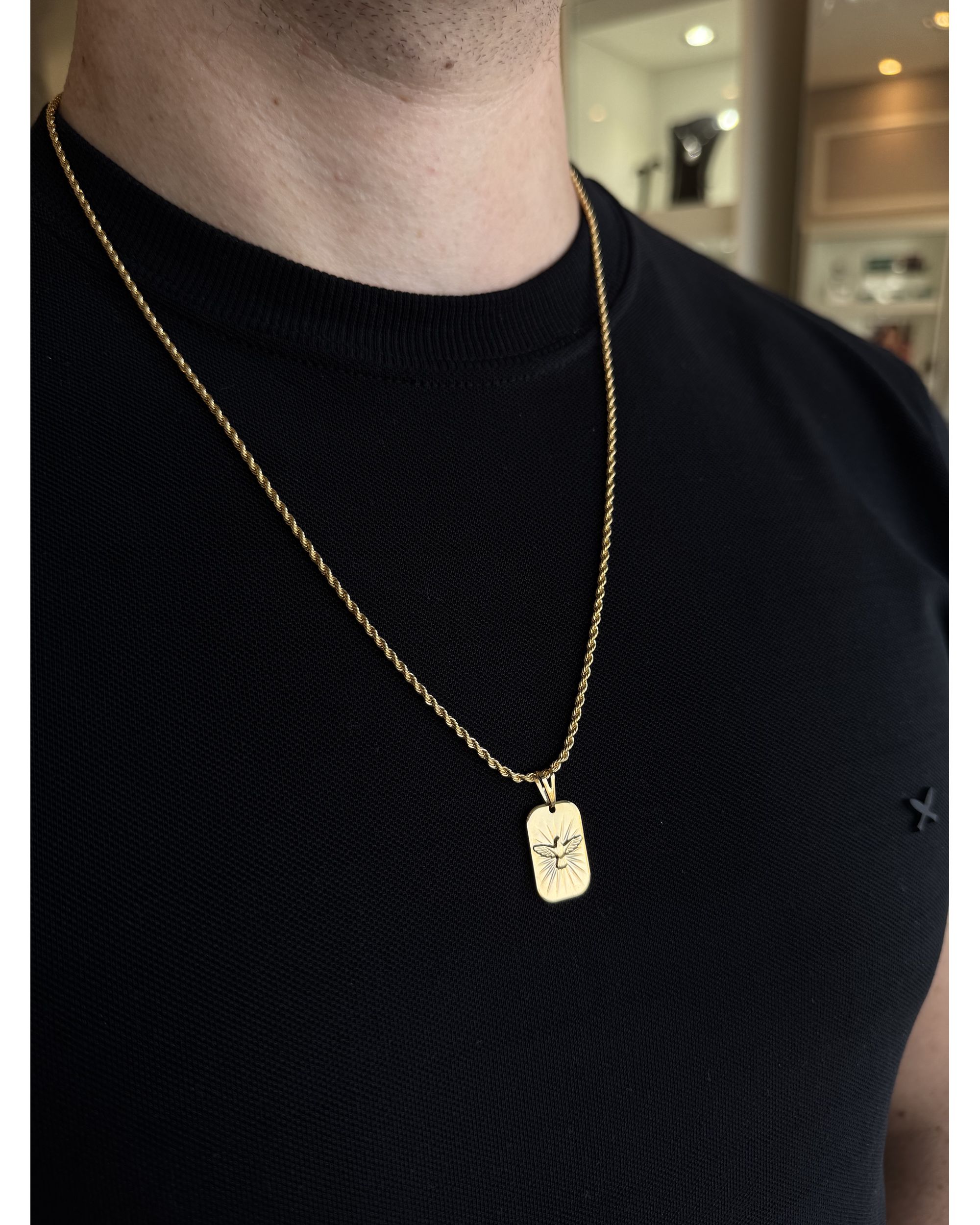 Colar Masculino Cordão Baiano e Espirito Santo 