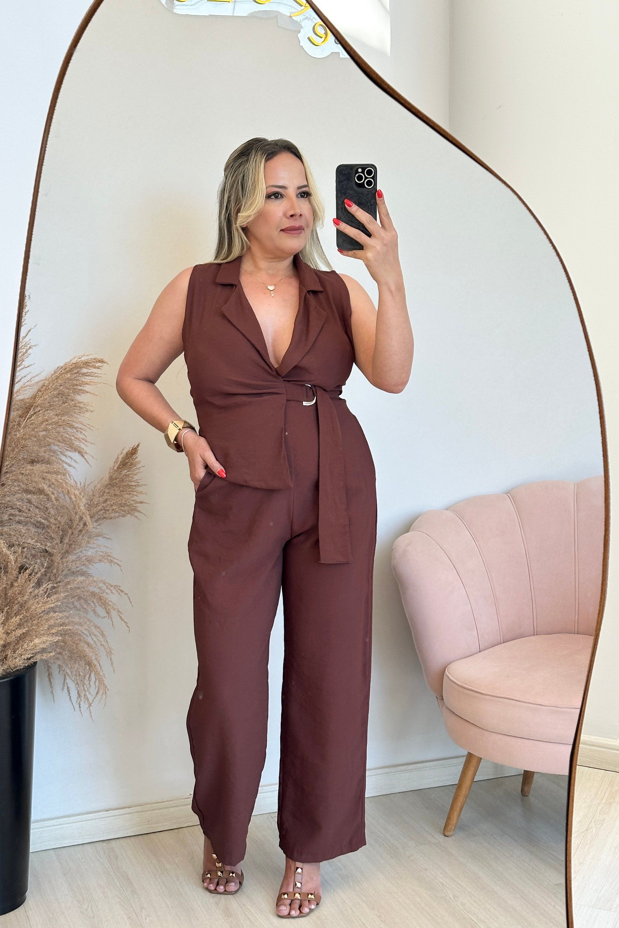 Macacão Elisabete - Marrom - Vanessa Marques Boutique