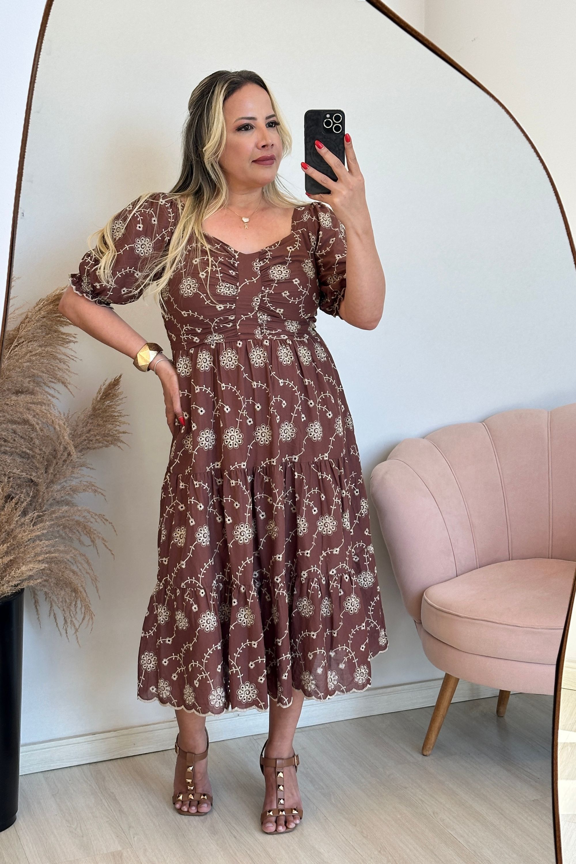 Vestido Ani - Laise marrom - Vanessa Marques Boutique