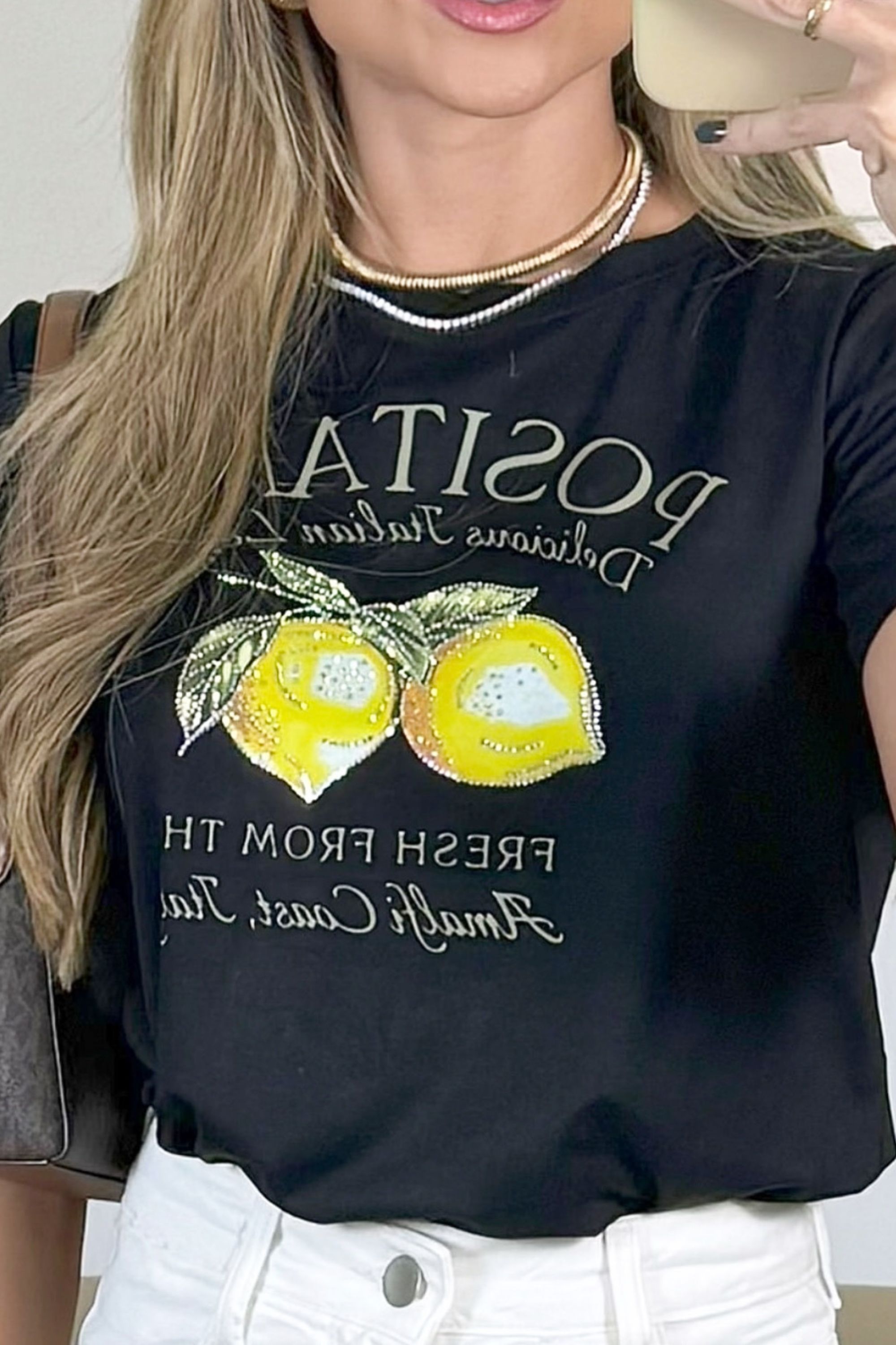 T-shirt preta limão siciliano - Vanessa Marques Boutique