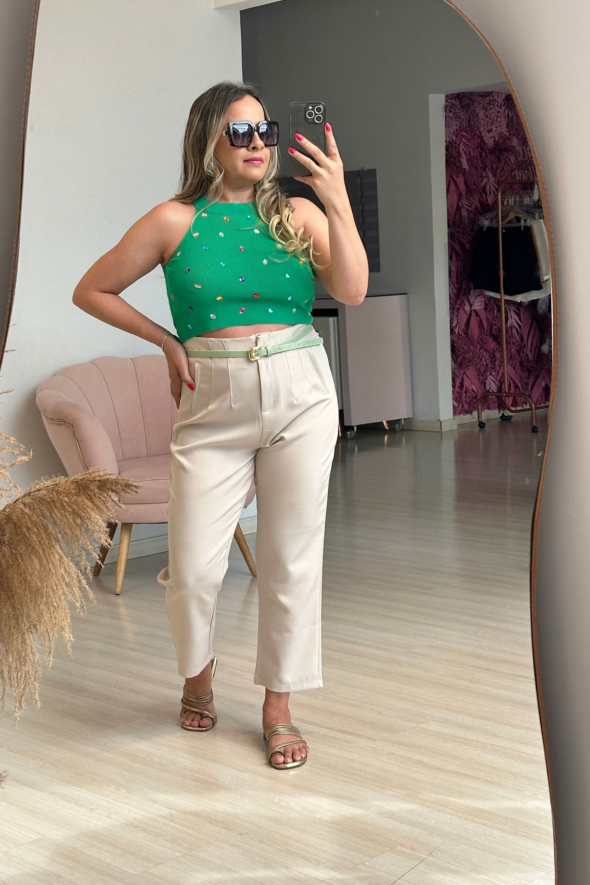 Calça Alfaiataria Zara Nude - Vanessa Marques Boutique