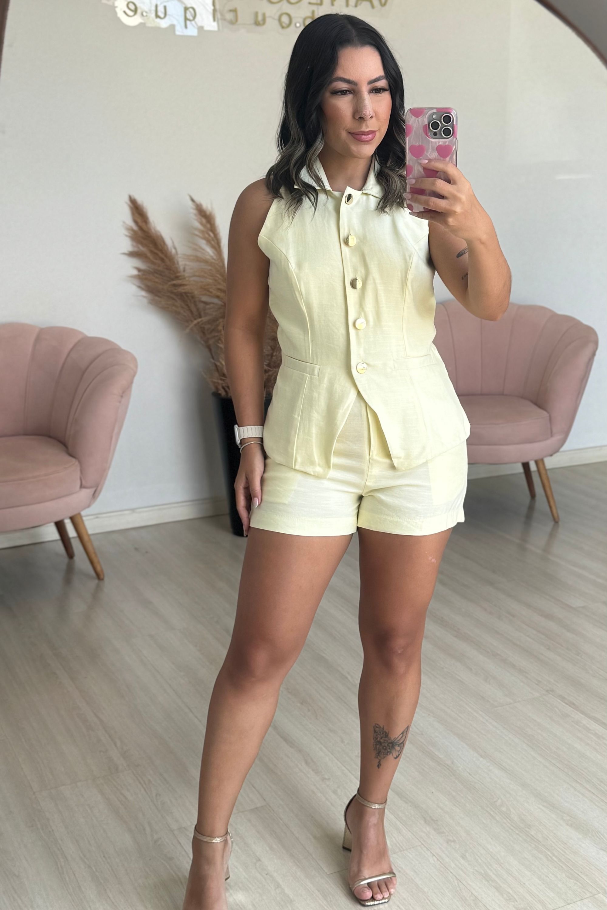 Conjunto Vivi - Amarelo Manteiga - Vanessa Marques Boutique